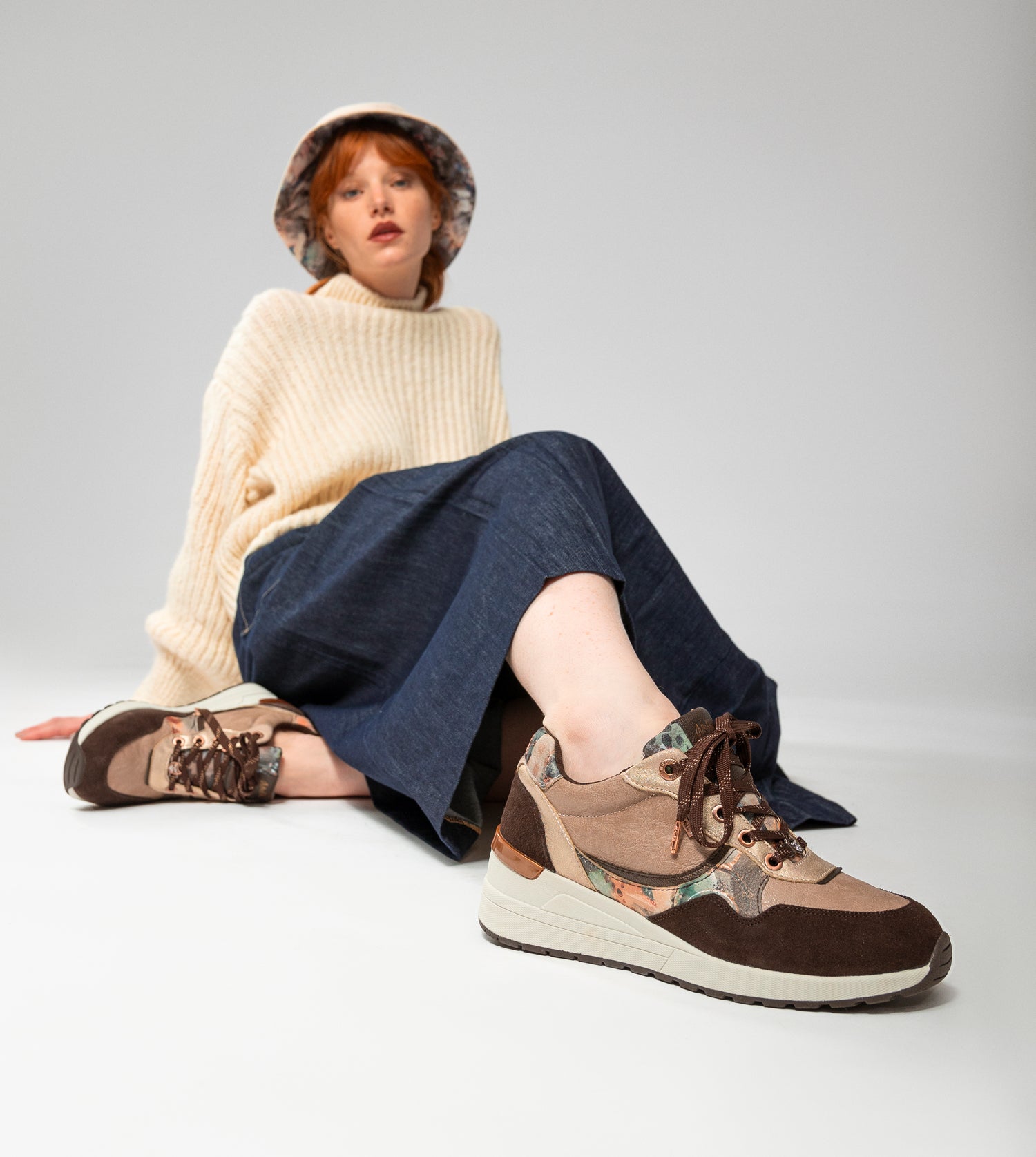 Sneakers sportive Padded marroni con zeppa