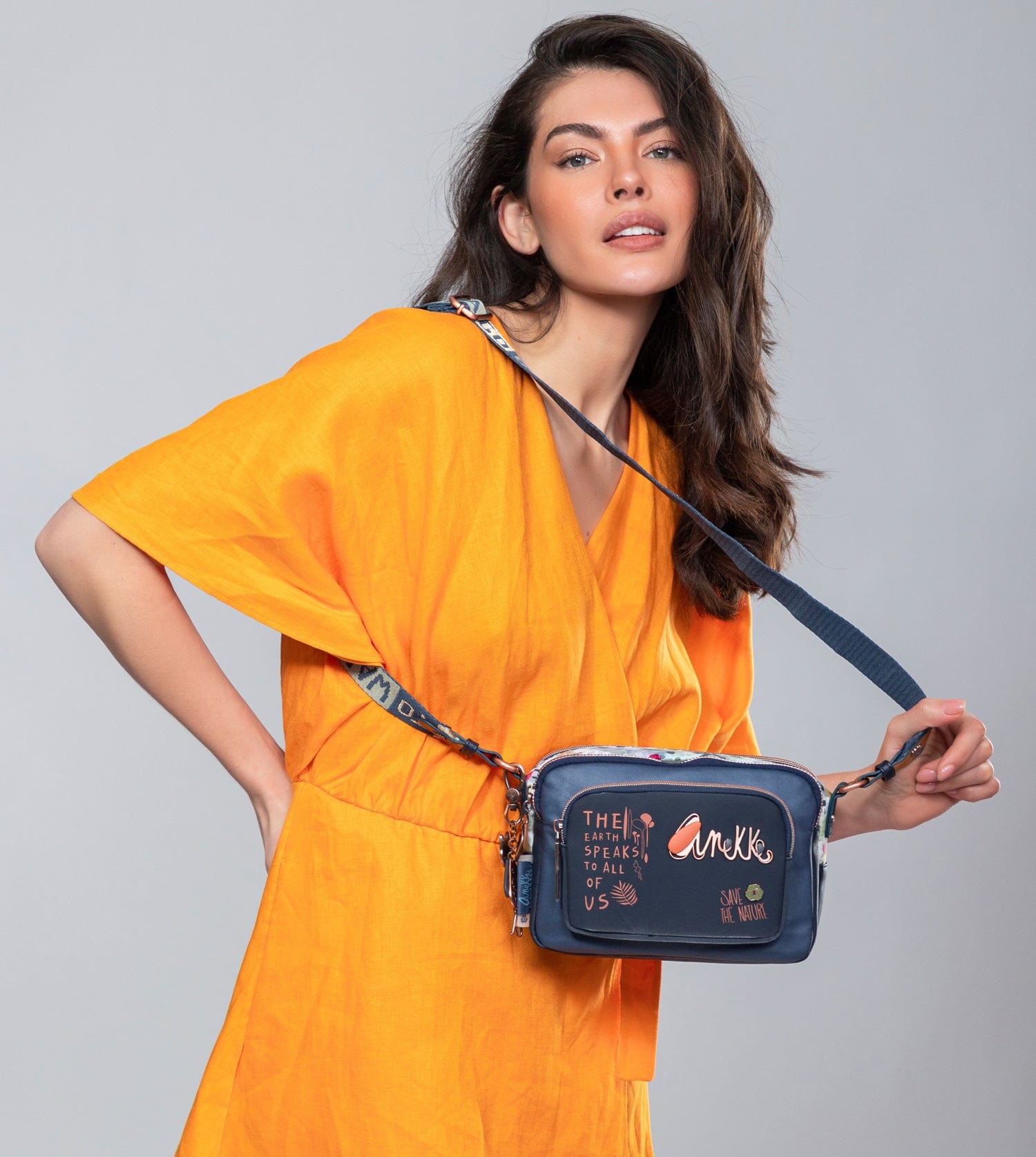 Borsa a tracolla blu navy Nature Pachamama anekke