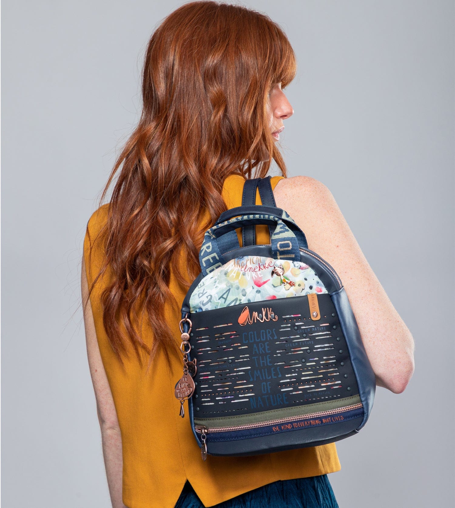 Borsa a tracolla media blu navy Nature Pachamama