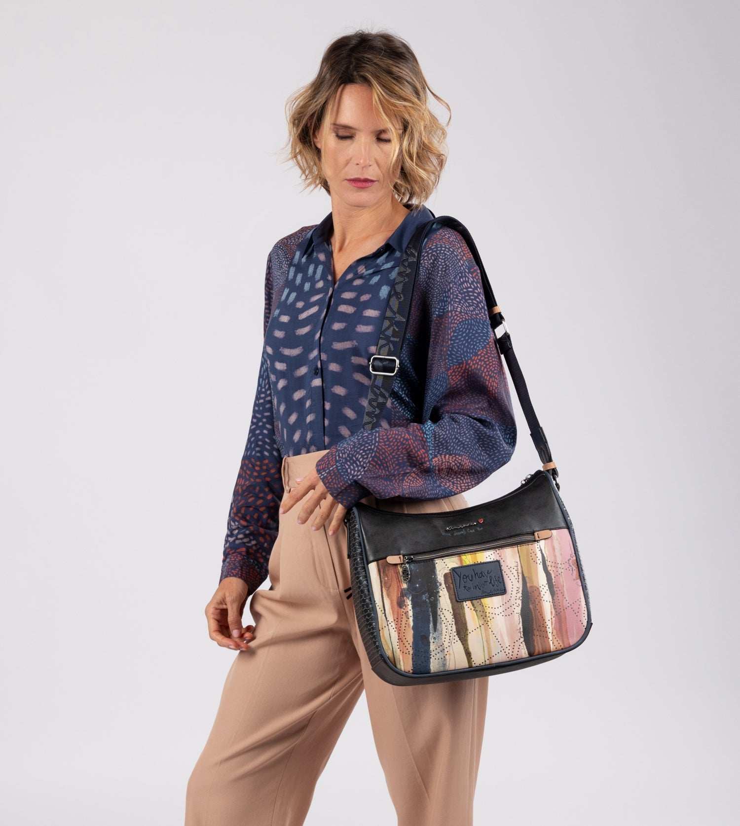 Borsa a tracolla grande blu navy Studio