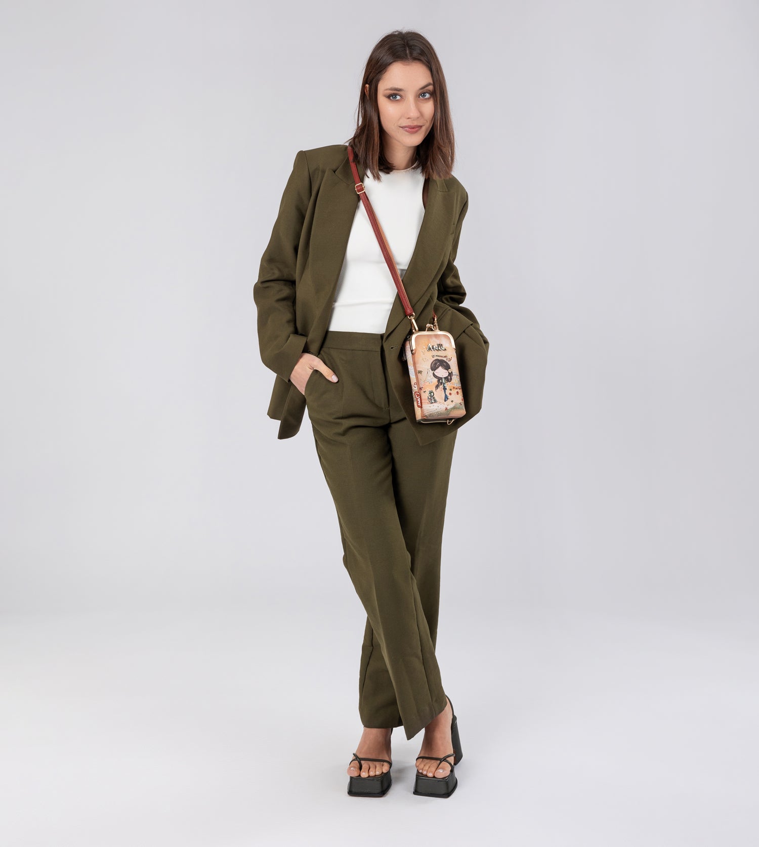 Peace & Love cammello 3-in-1 RFID portafoglio borsa