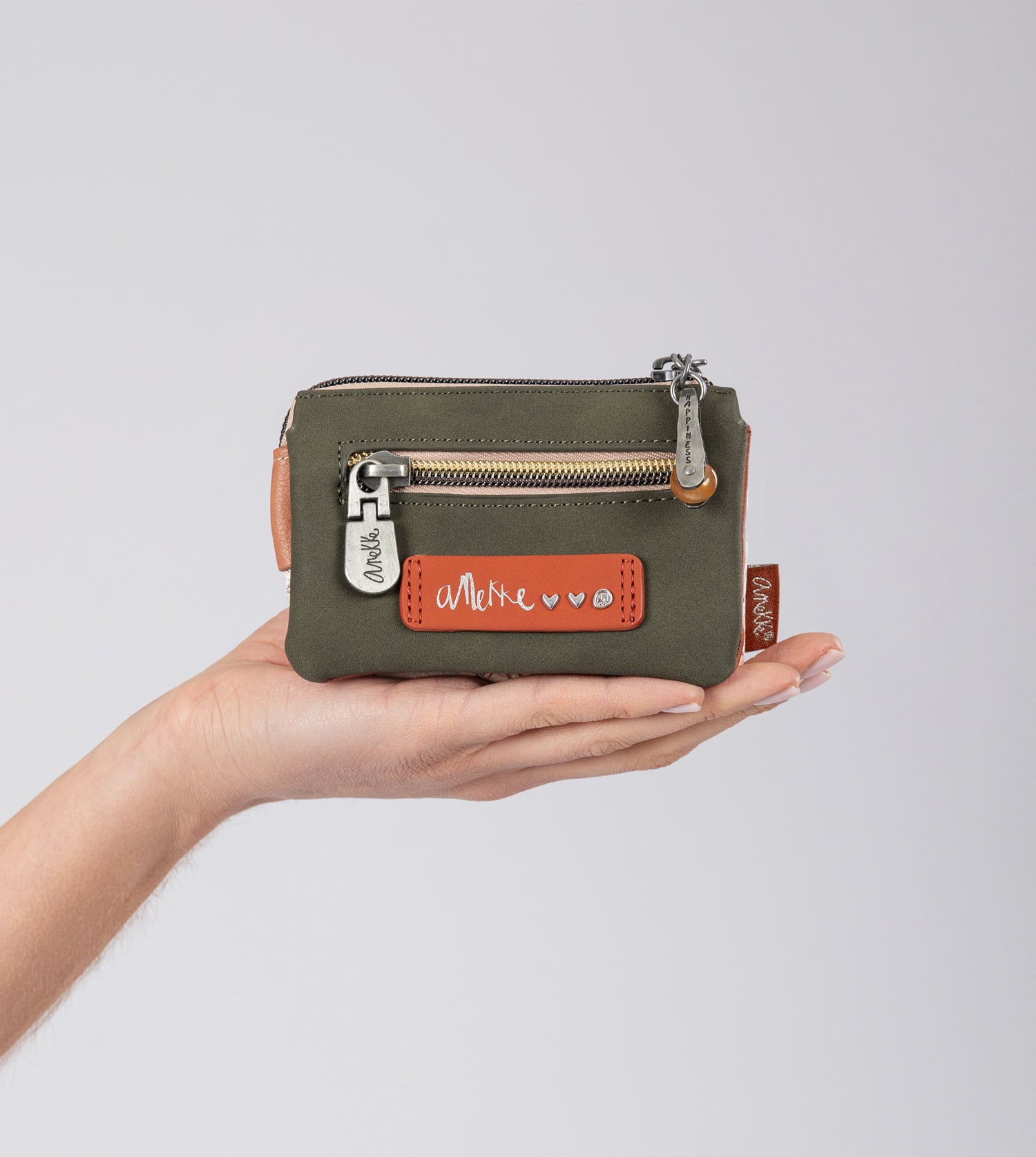 Peace & Love cammello portamonete a 3 scomparti