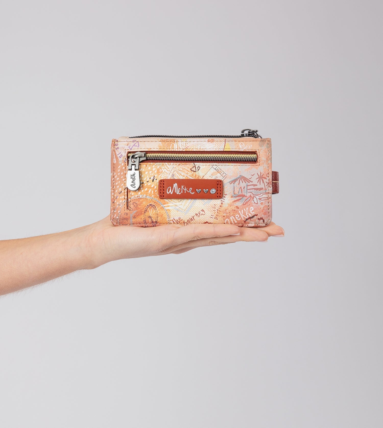 Porta carte RFID cammello Peace & Love