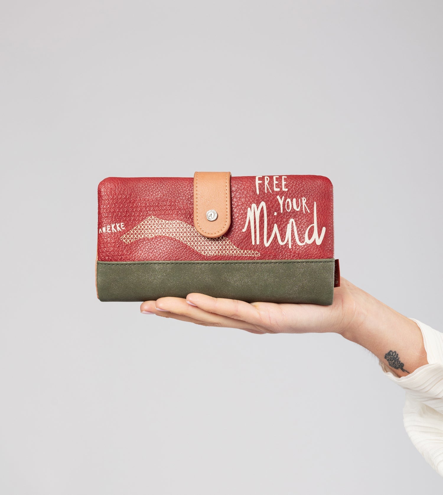 Portafoglio RFID grande cammello Peace & Love