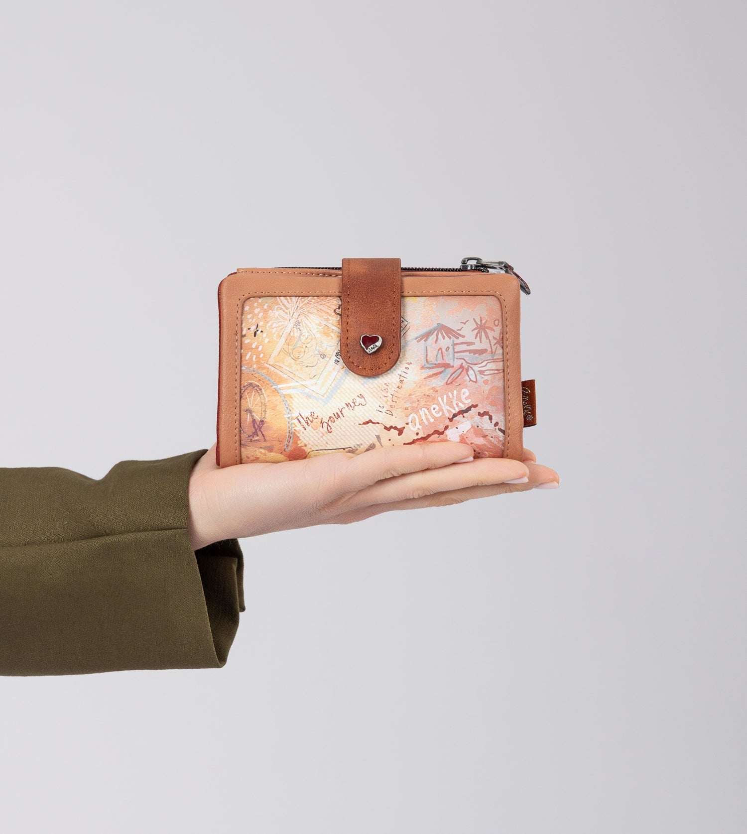 Portafoglio RFID piccolo cammello Peace & Love