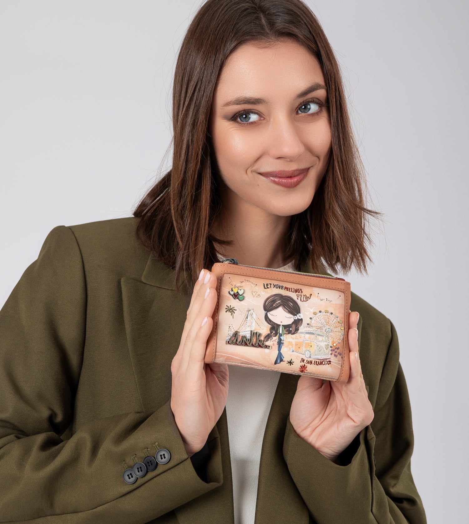 Portafoglio RFID piccolo cammello Peace & Love