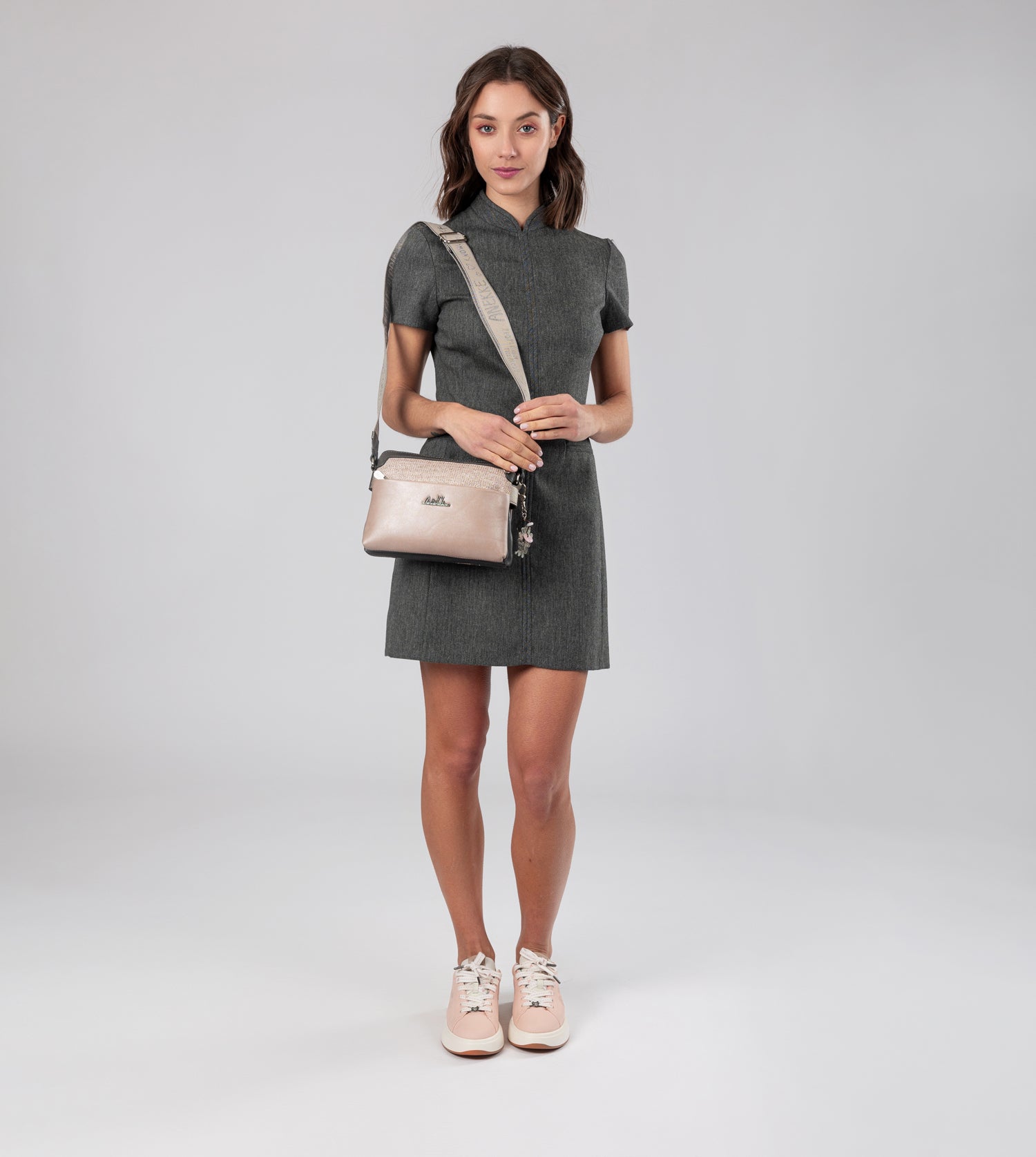 Borsa a tracolla rosa Peace & Love a 2 scomparti