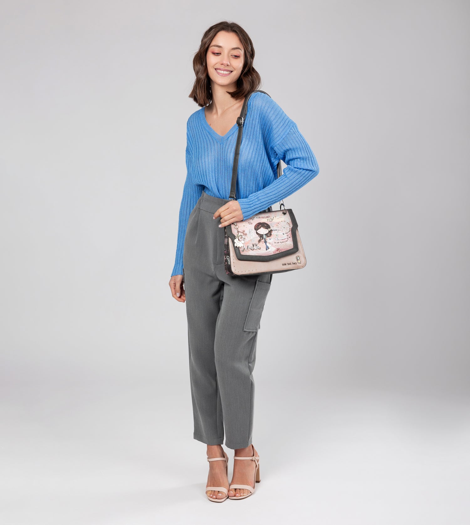 Borsa con patta rosa Peace & Love