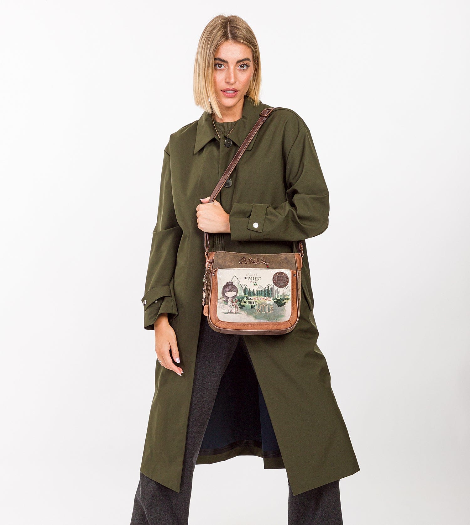Borsa a tracolla media stampata The Forest