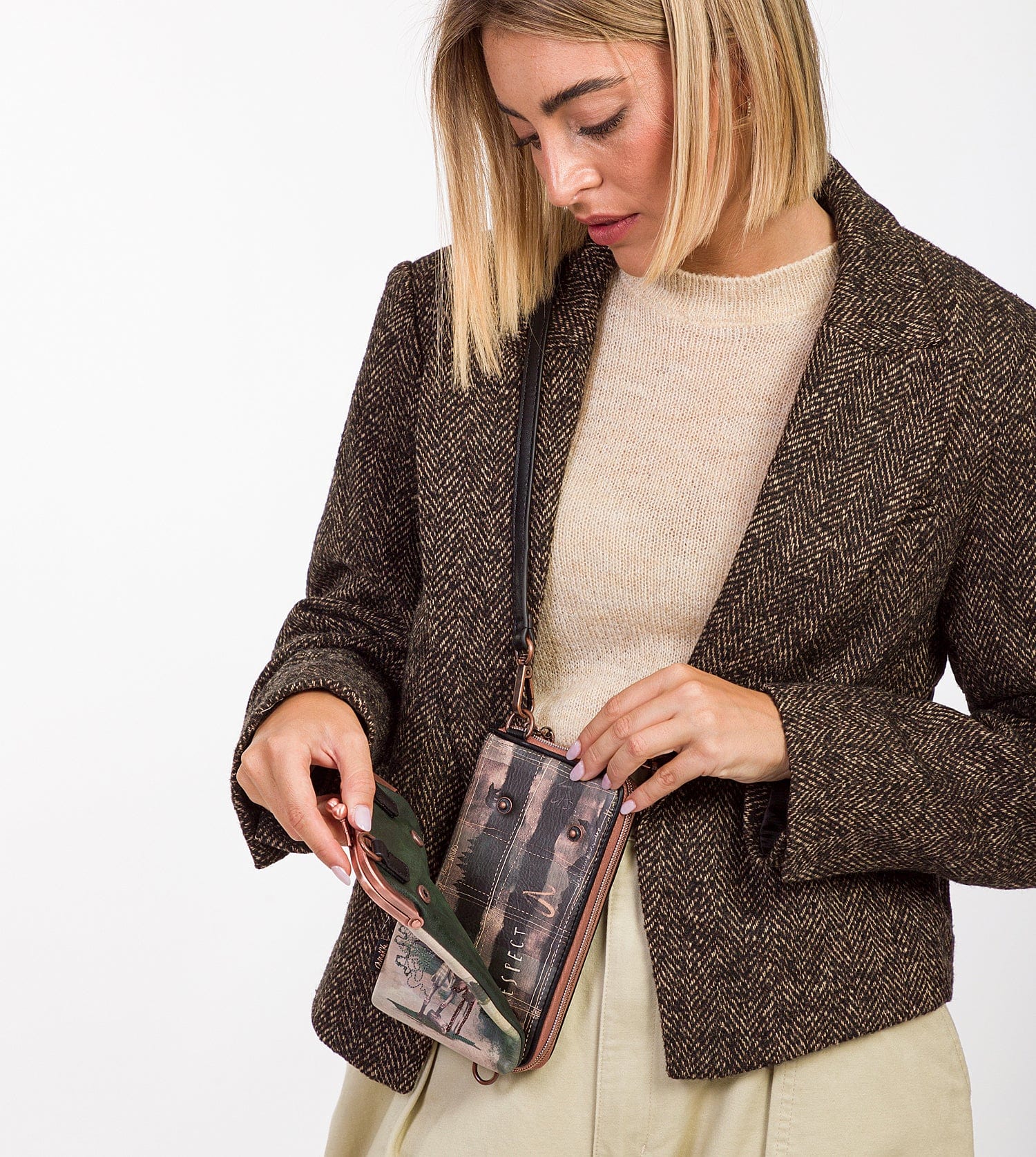 Borsa a tracolla Forest con portafoglio integrato