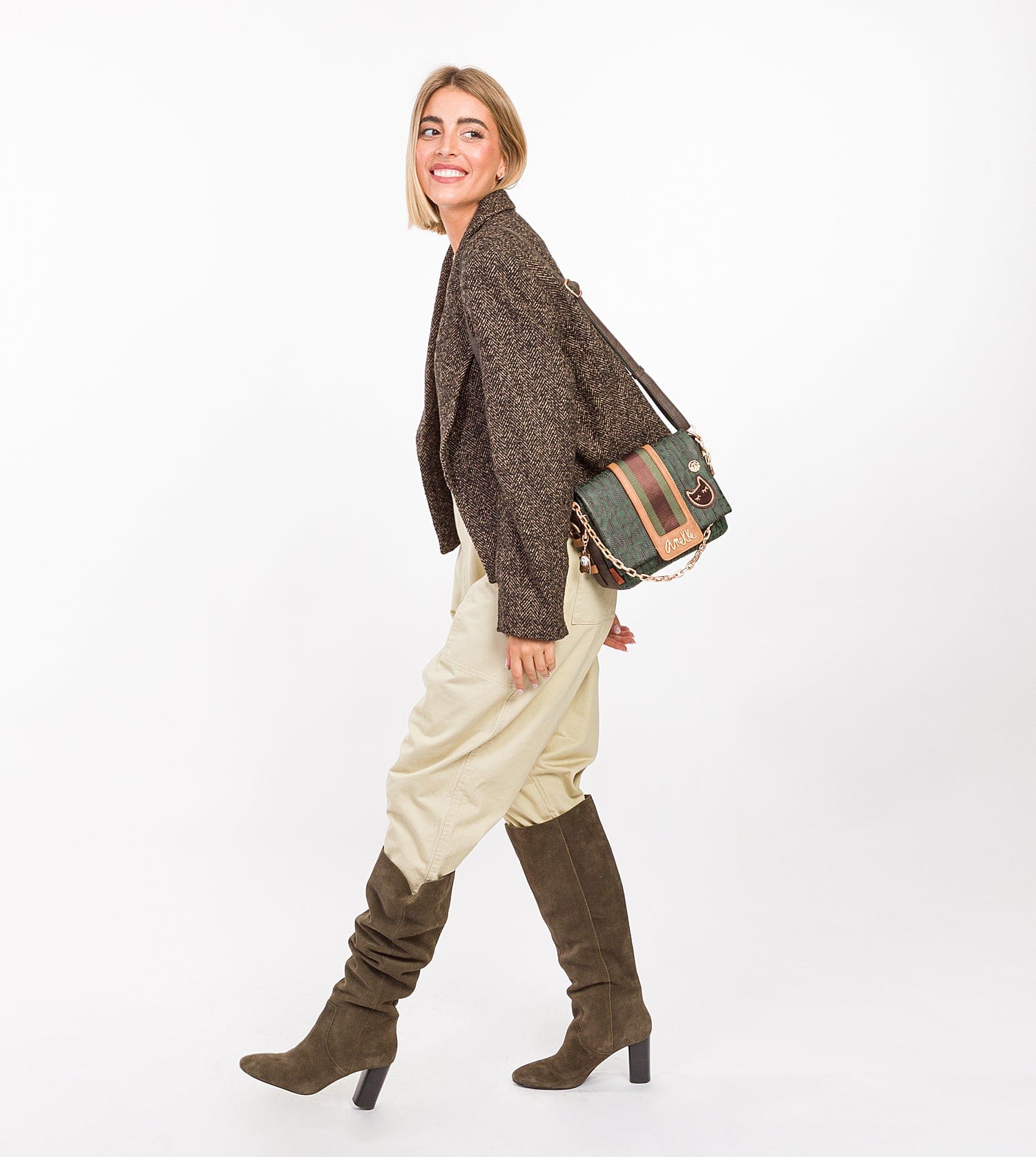 Borsa a tracolla con patta verde Urban