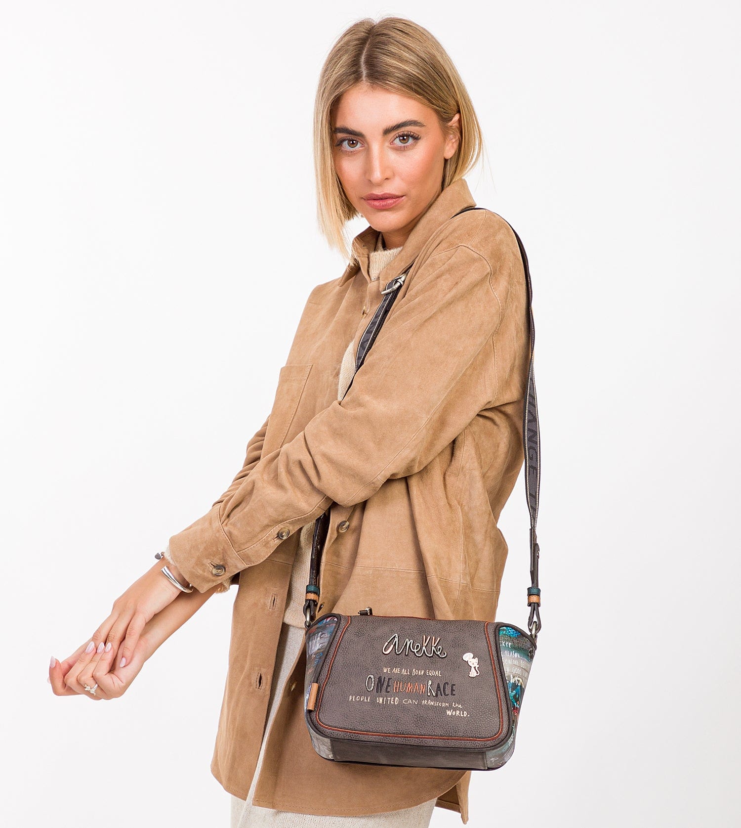 Borsa a tracolla stampata Respect
