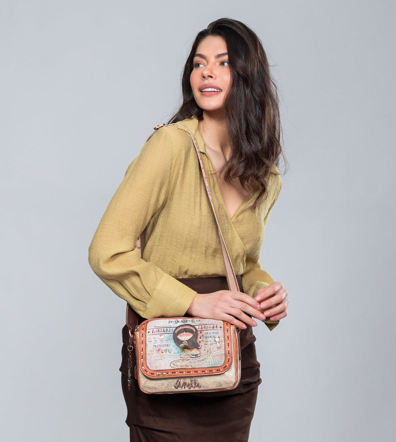 Borsa a tracolla Menire con patta 3 scomparti