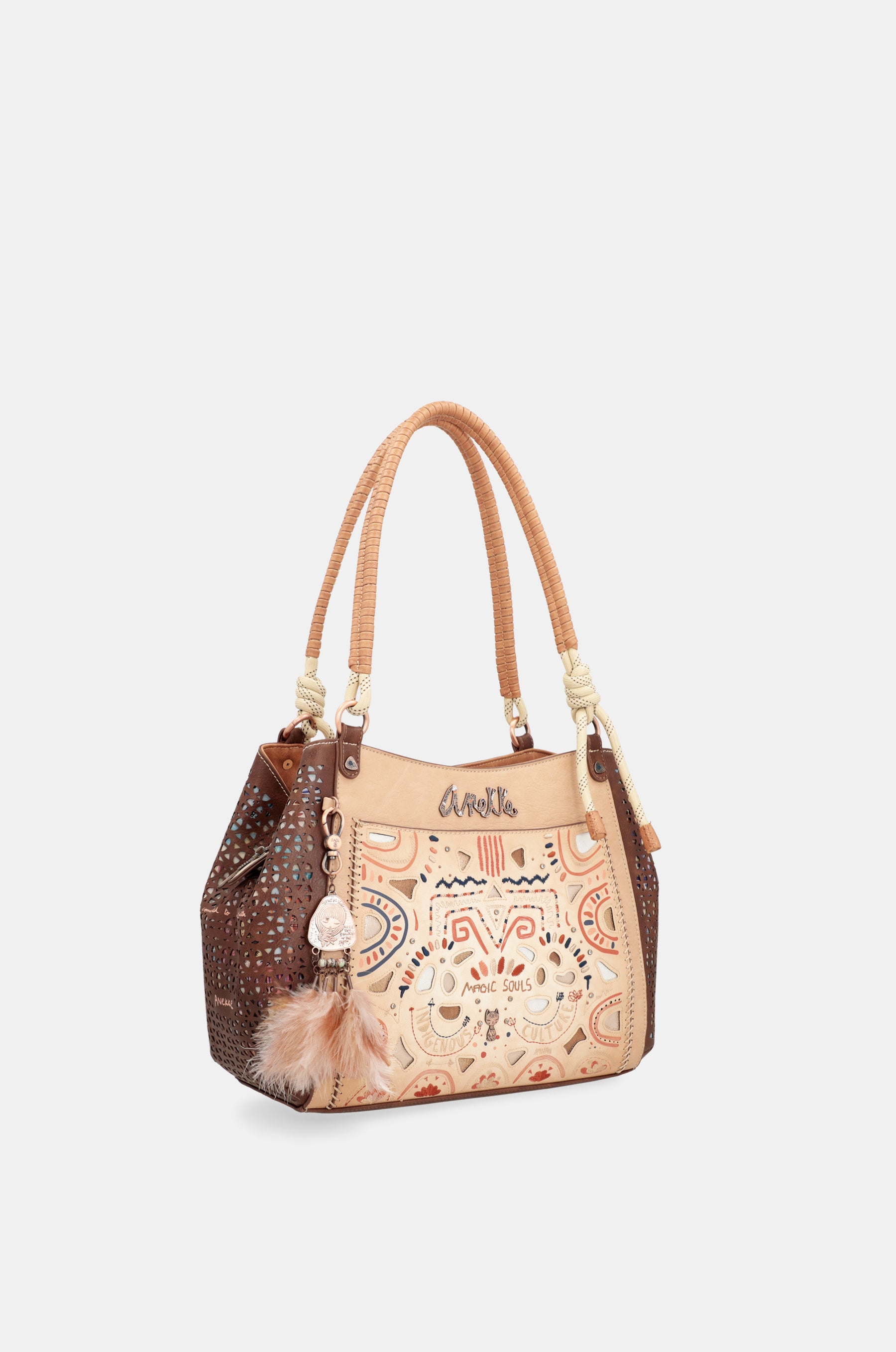 Borsa tote Tribe con manici intrecciati