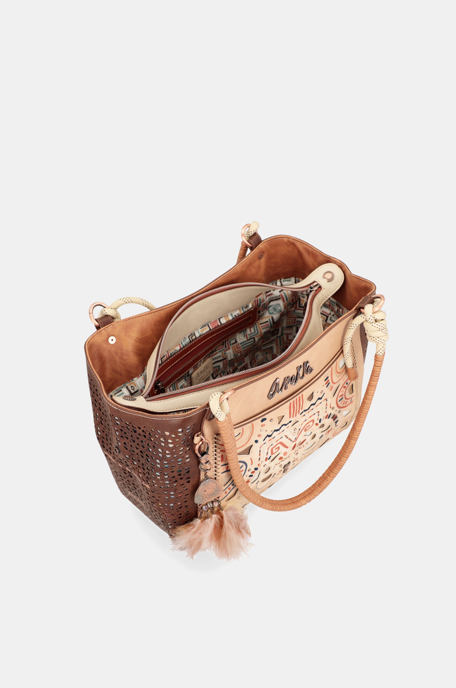 Borsa tote Tribe con manici intrecciati