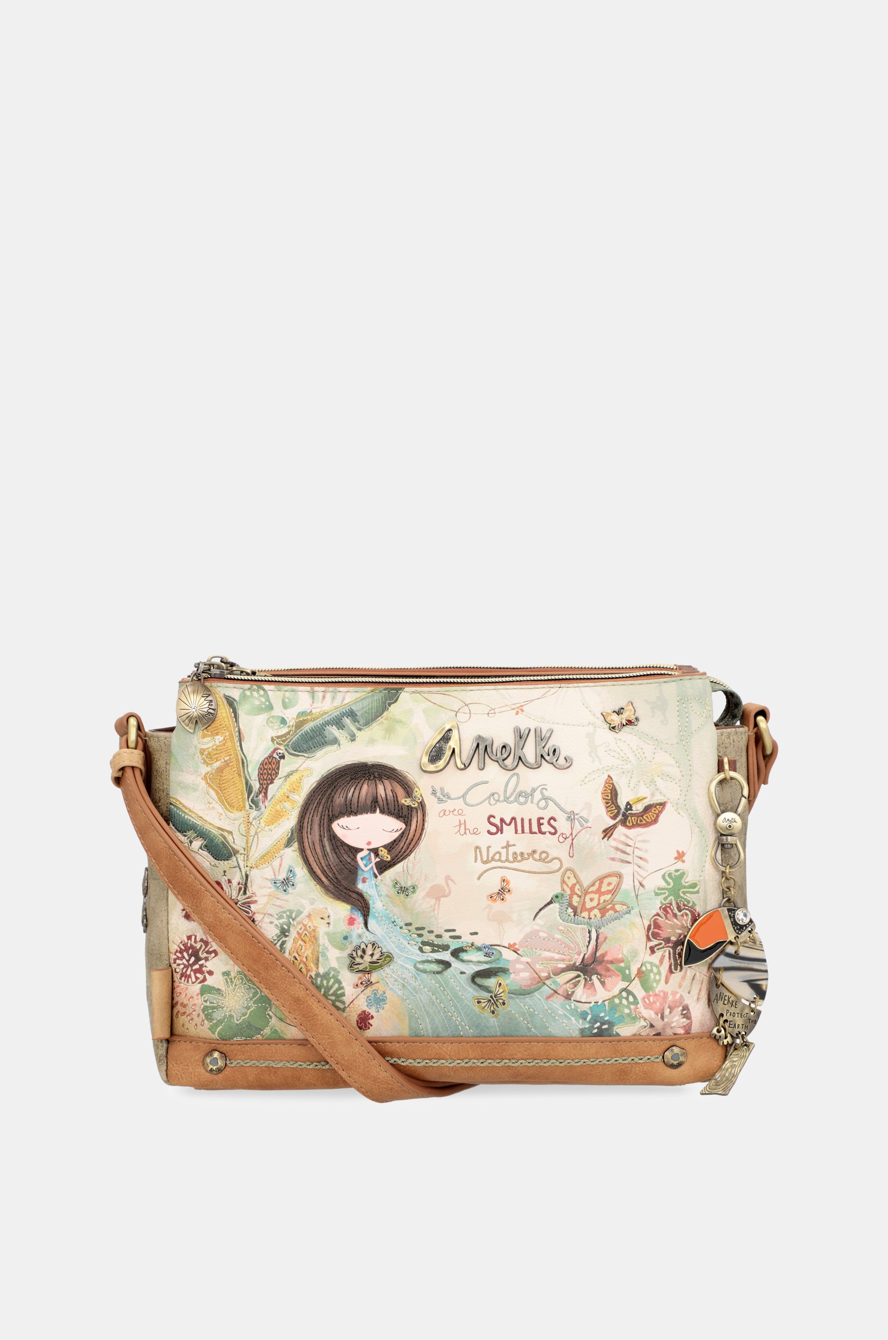Borsa a tracolla con fantasia Amazonia con 3 scomparti