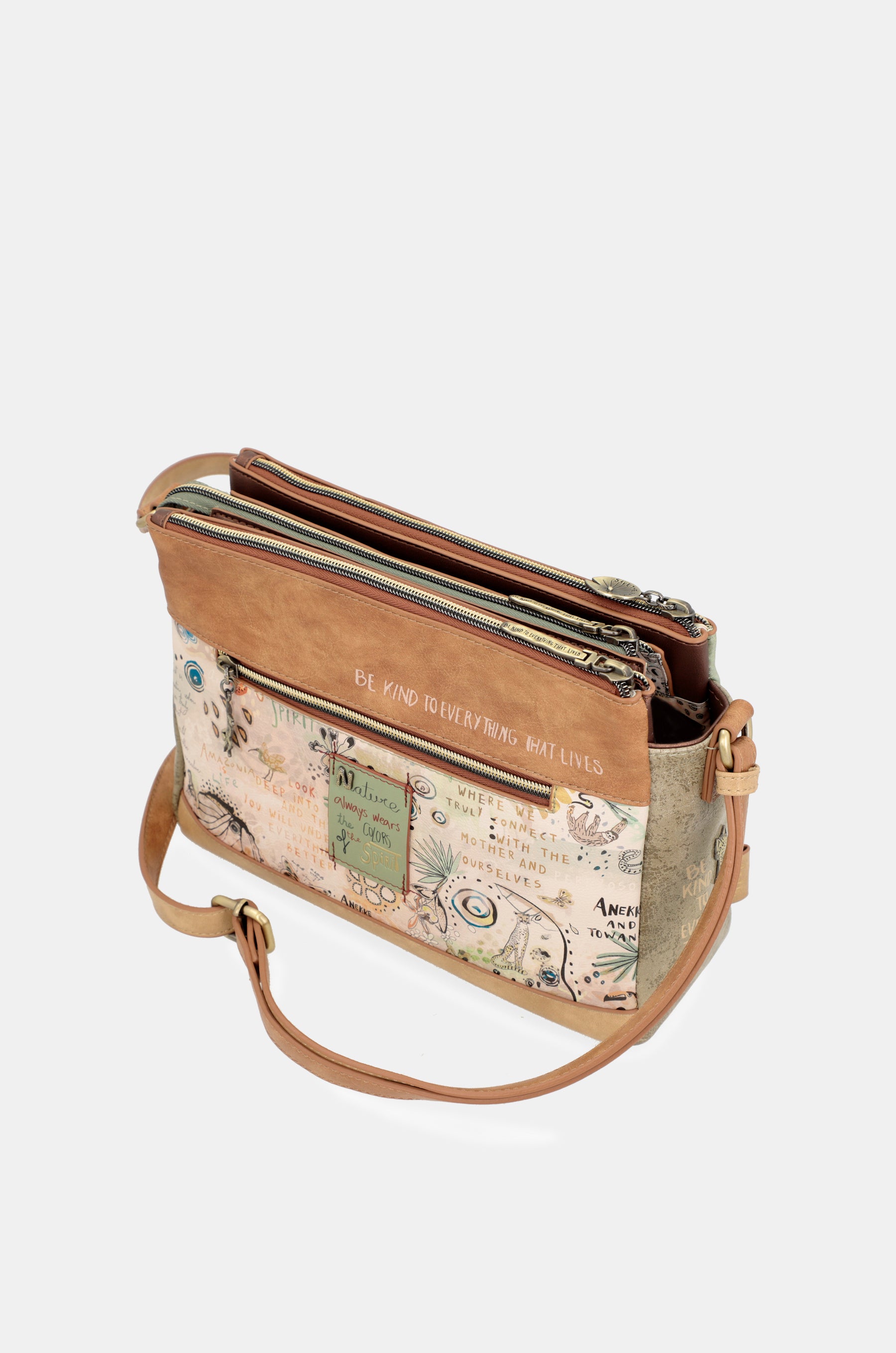 Borsa a tracolla con fantasia Amazonia con 3 scomparti