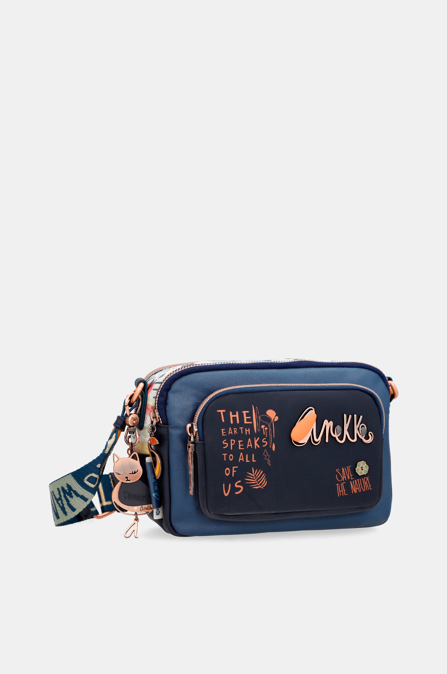 Borsa a tracolla blu navy Nature Pachamama anekke