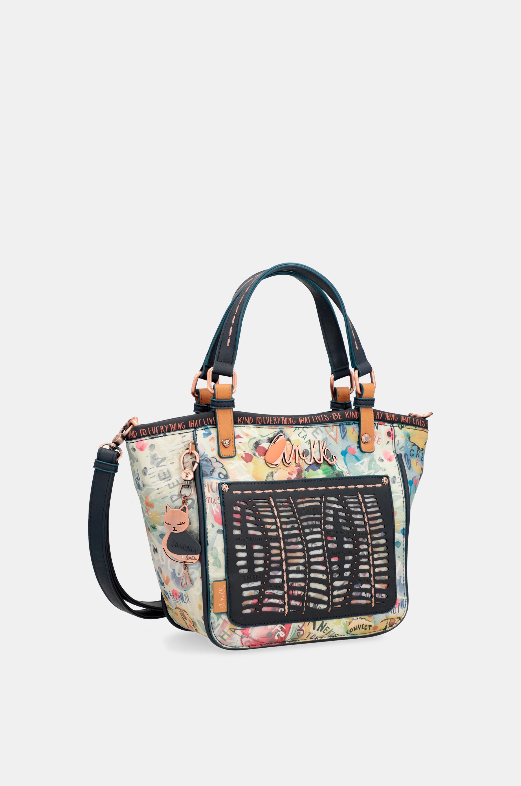 Borsa tote stampata blu navy Nature Pachamama