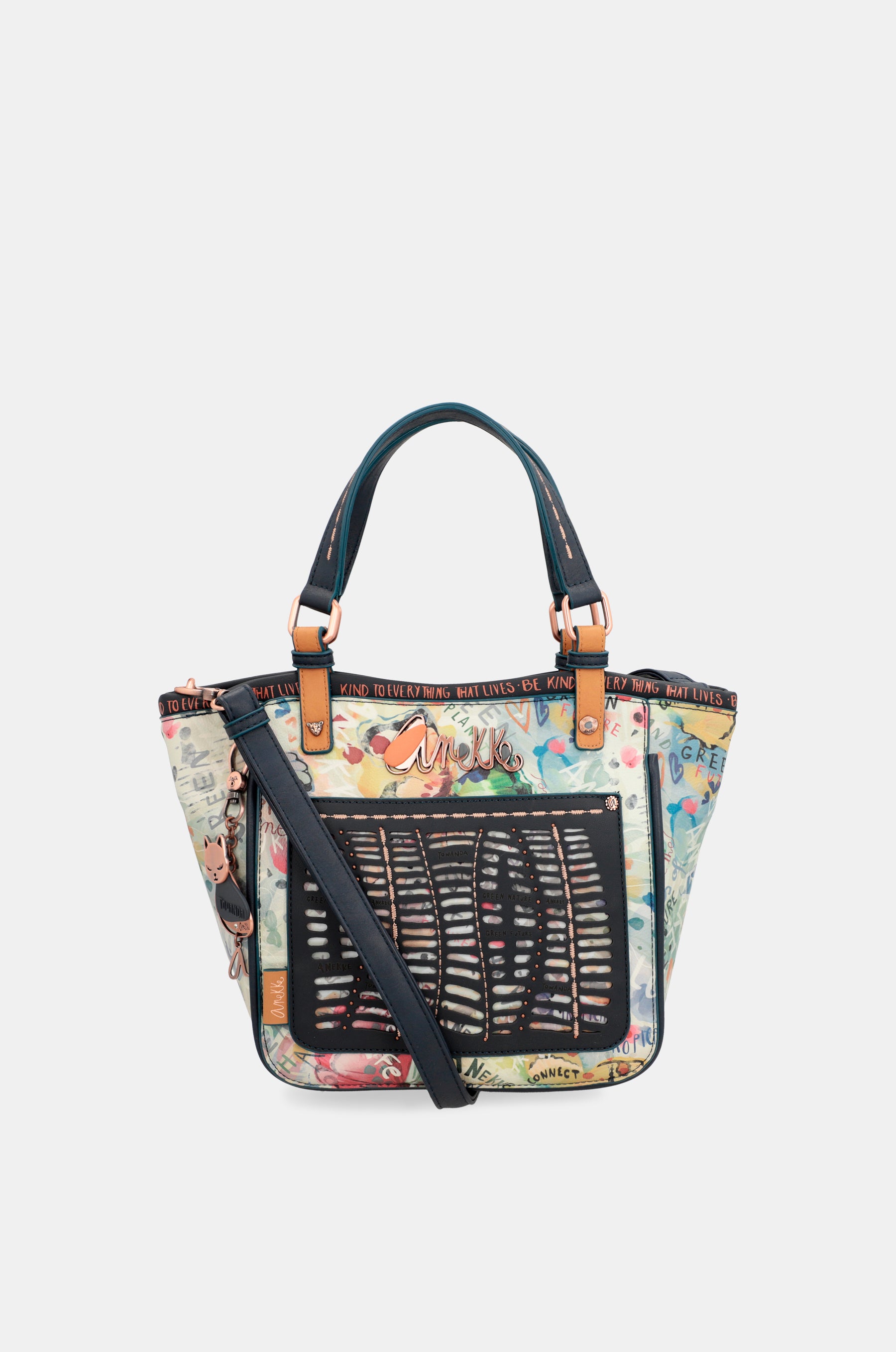 Borsa tote stampata blu navy Nature Pachamama