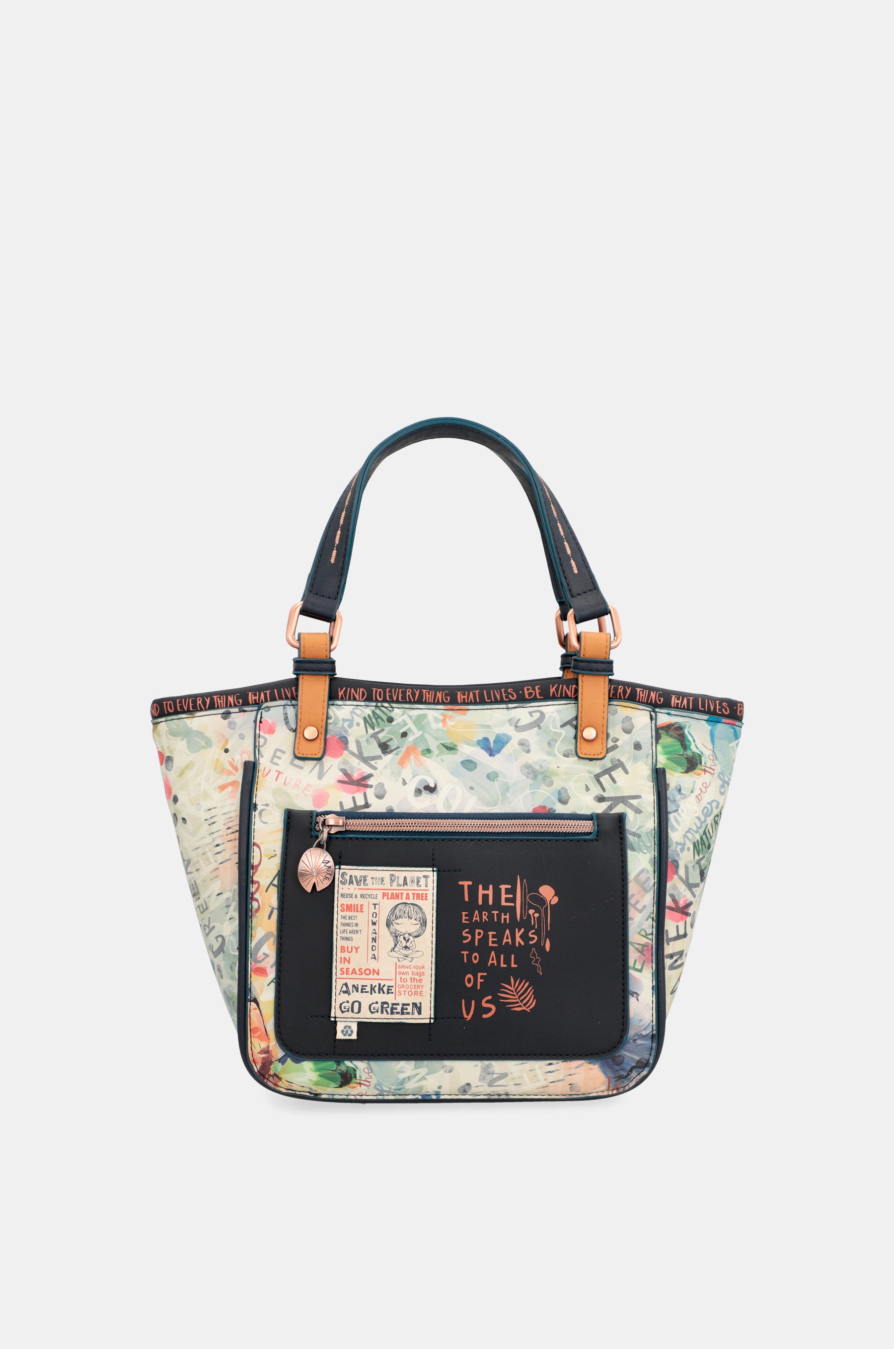 Borsa tote stampata blu navy Nature Pachamama