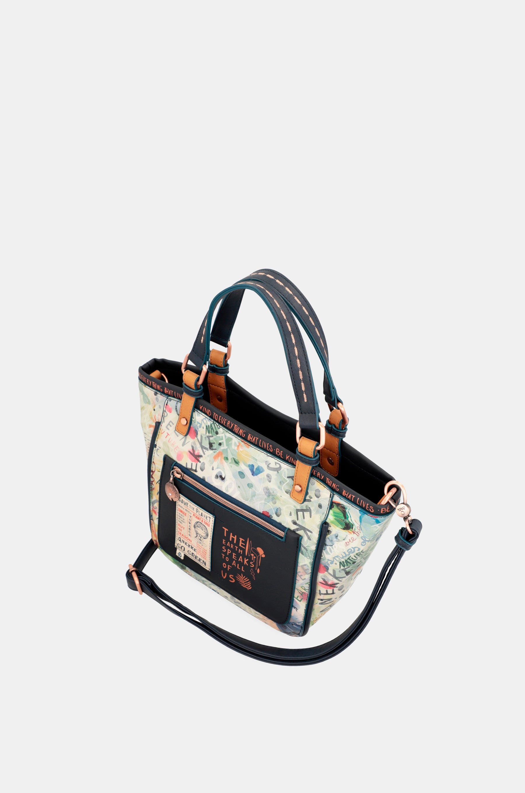 Borsa tote stampata blu navy Nature Pachamama