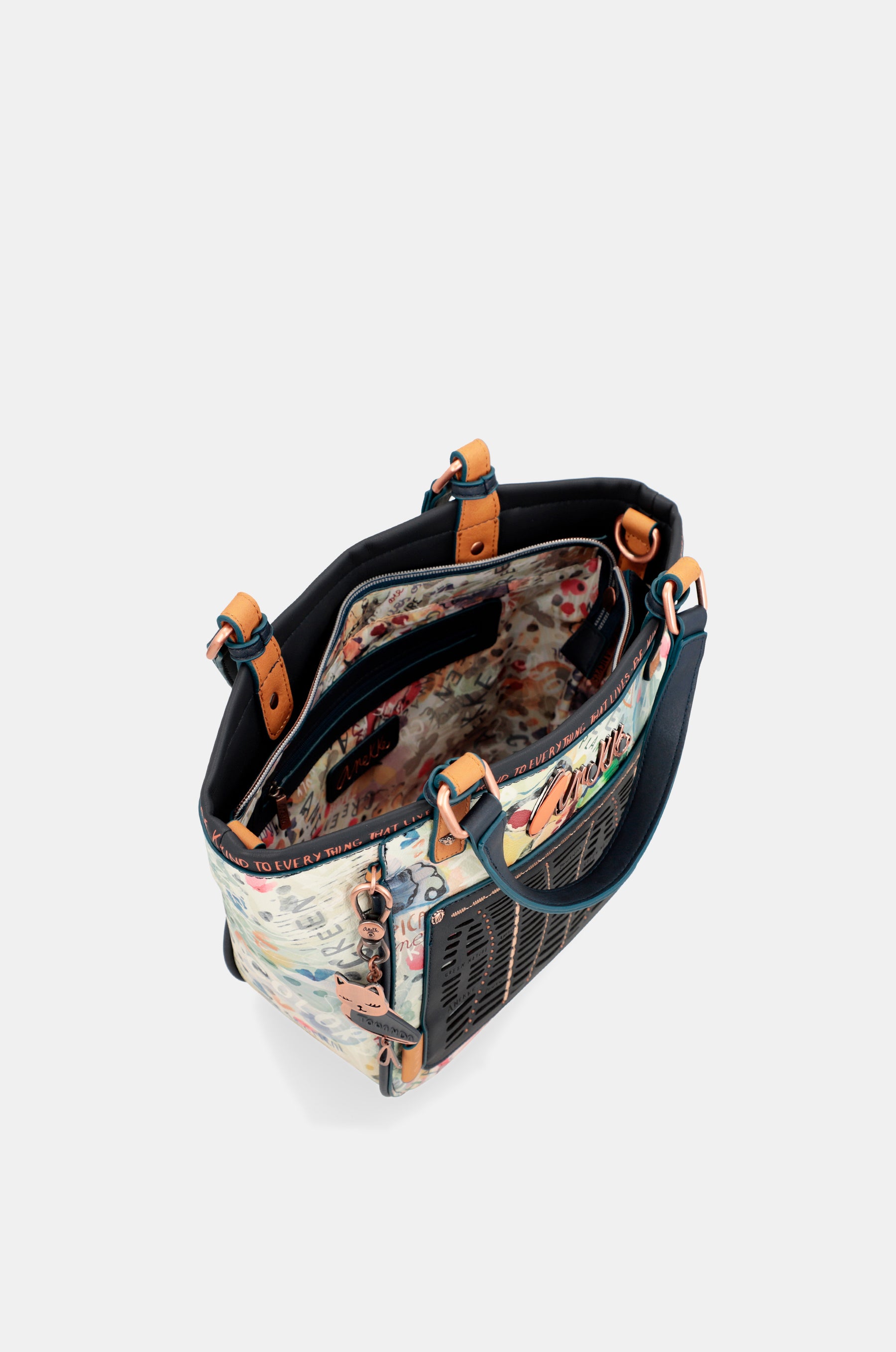 Borsa tote stampata blu navy Nature Pachamama