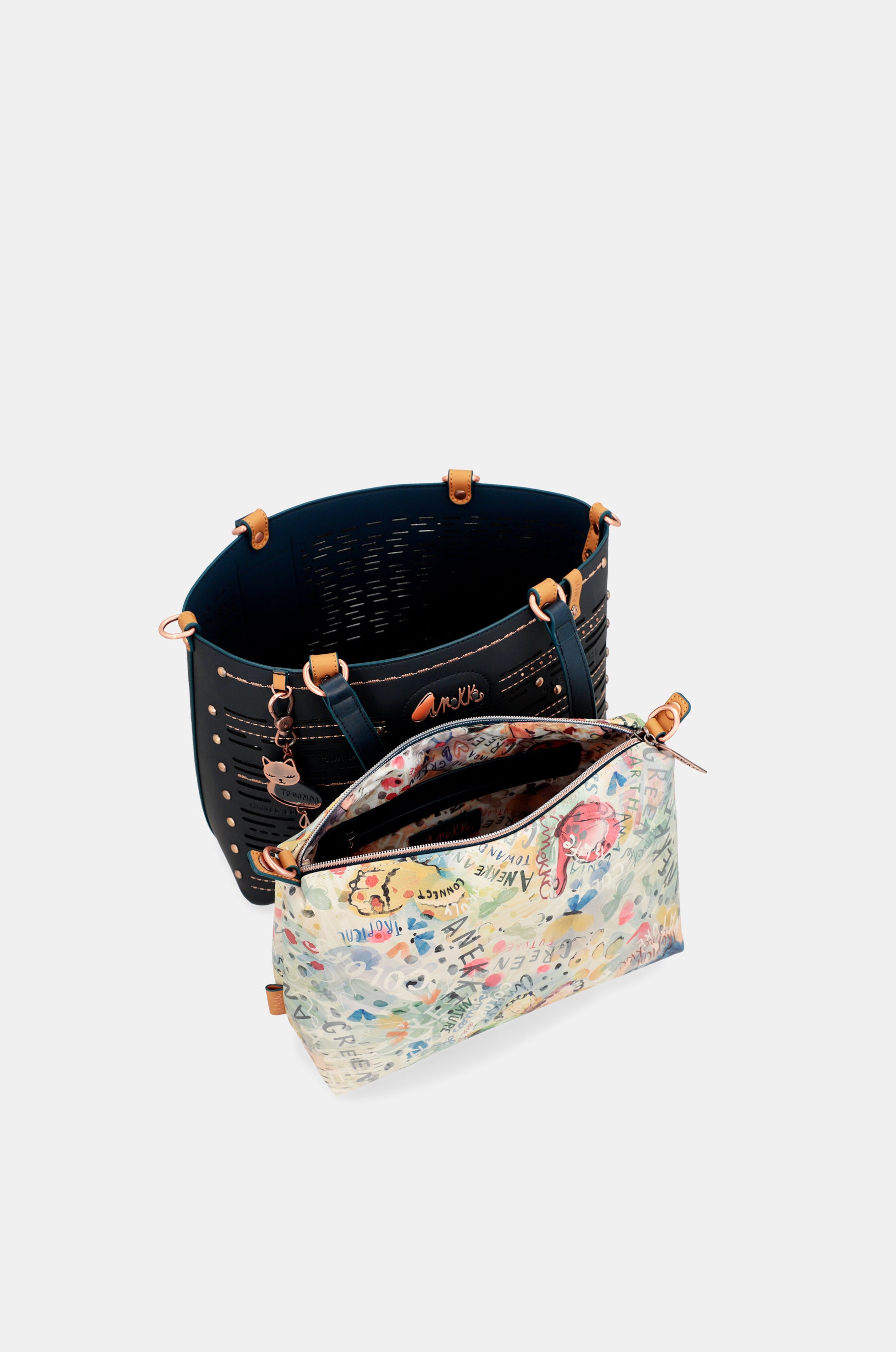 Borsa tote grande blu navy Nature Pachamama