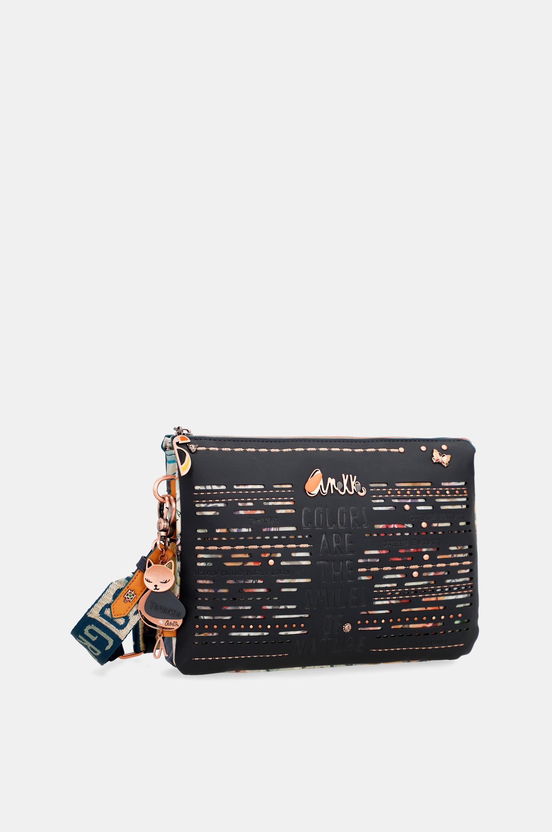 Borsa a tracolla Nature Pachamama blu navy con 2 scomparti