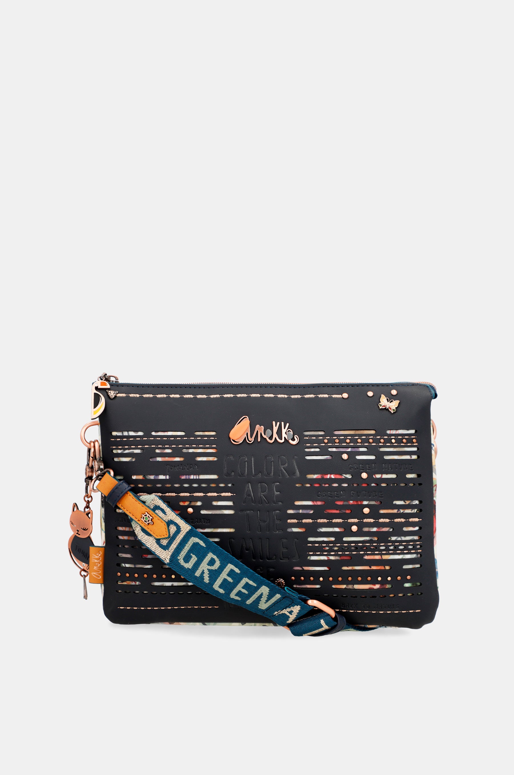 Borsa a tracolla Nature Pachamama blu navy con 2 scomparti