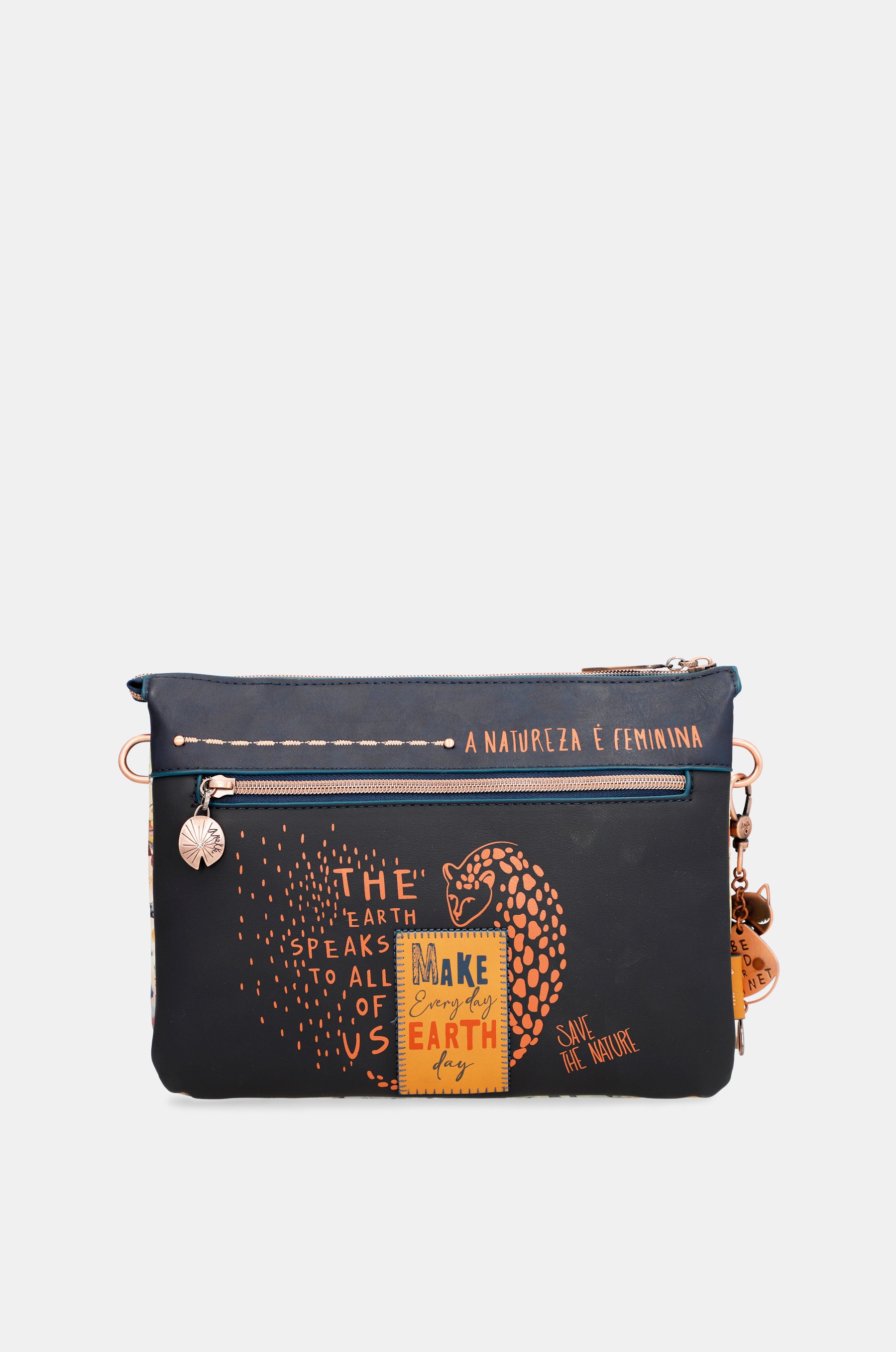 Borsa a tracolla Nature Pachamama blu navy con 2 scomparti
