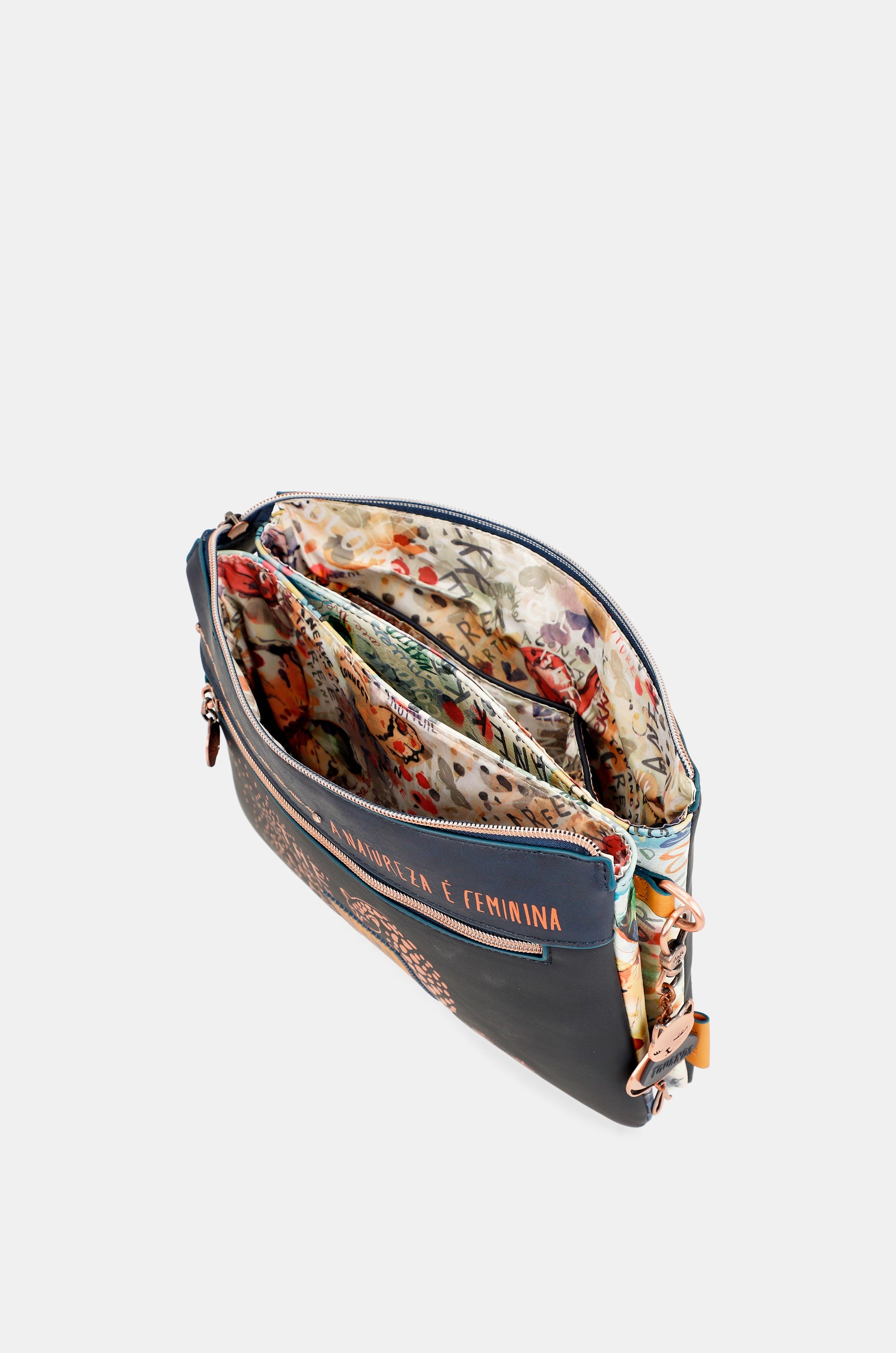 Borsa a tracolla Nature Pachamama blu navy con 2 scomparti