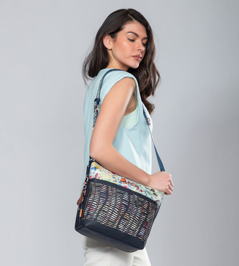 Borsa a tracolla grande blu navy Nature Pachamama