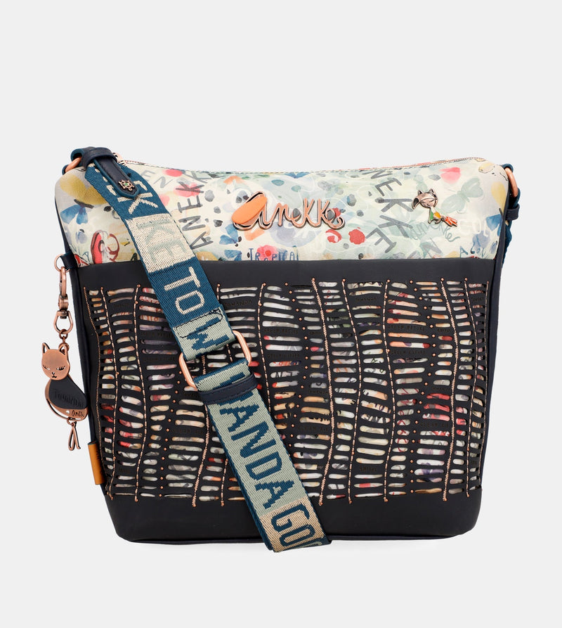 Borsa a tracolla grande blu navy Nature Pachamama