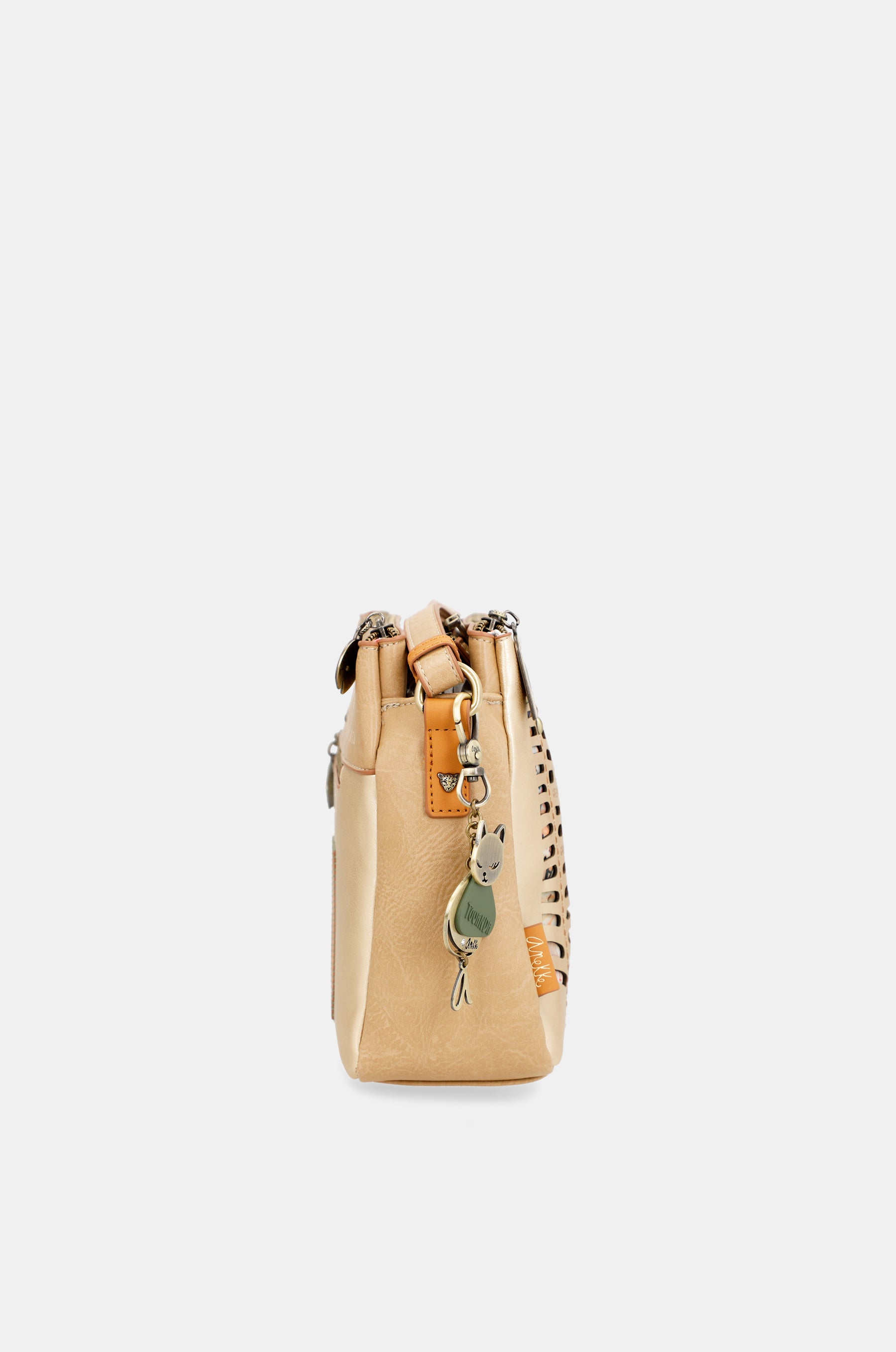 Borsa a tracolla dorata Nature Pachamama con tre scomparti