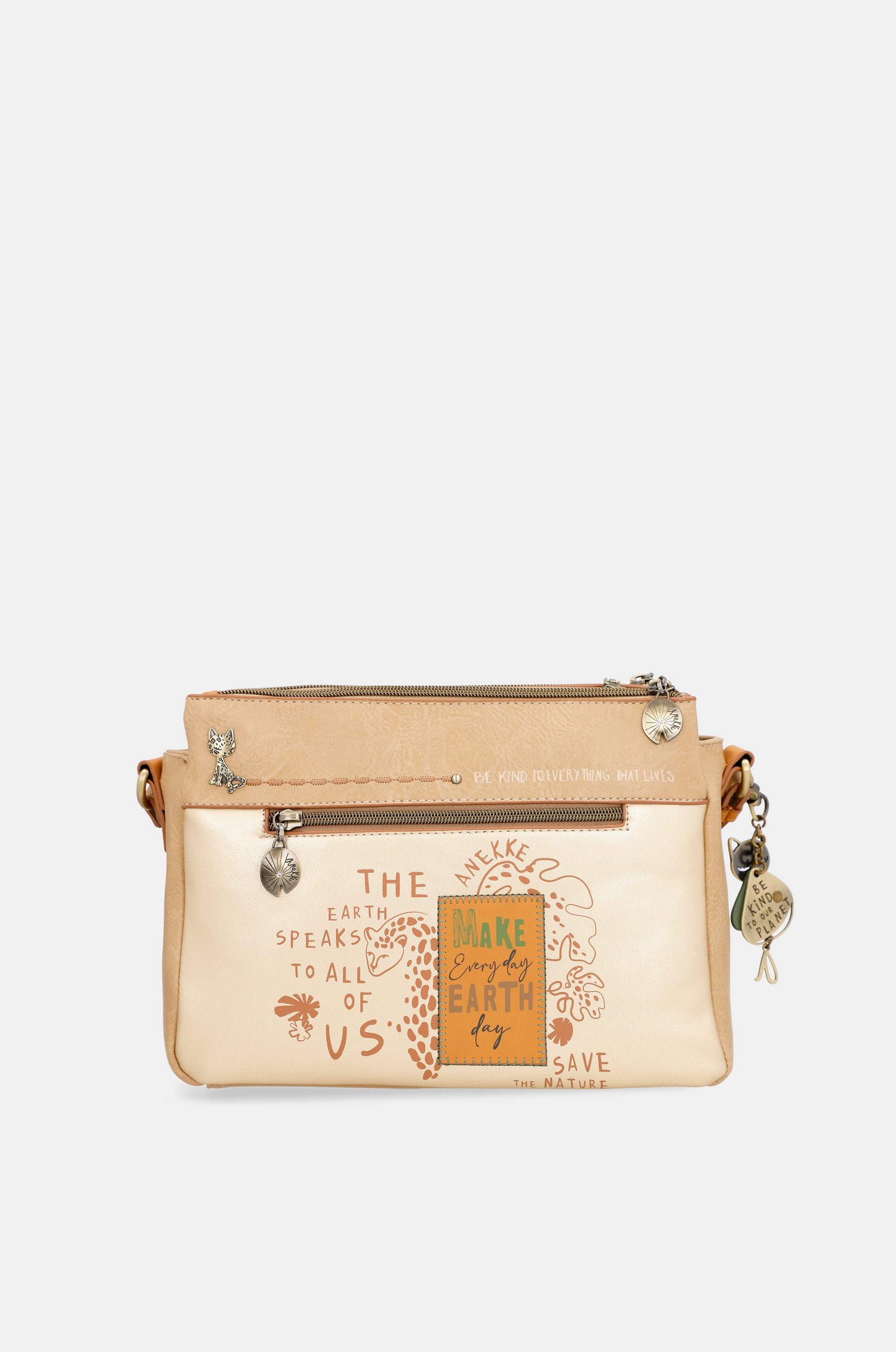 Borsa a tracolla dorata Nature Pachamama con tre scomparti