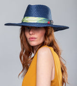 Cappello in rafia blu navy