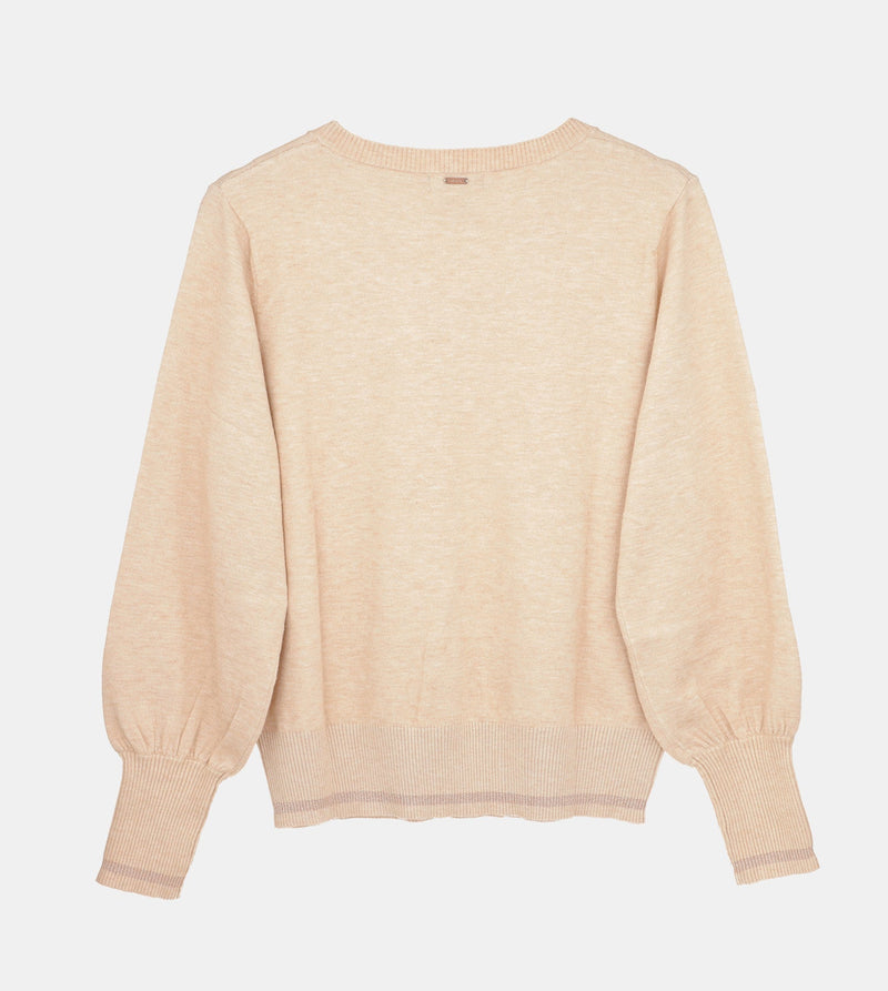 Maglione beige Shōen con scollo a V