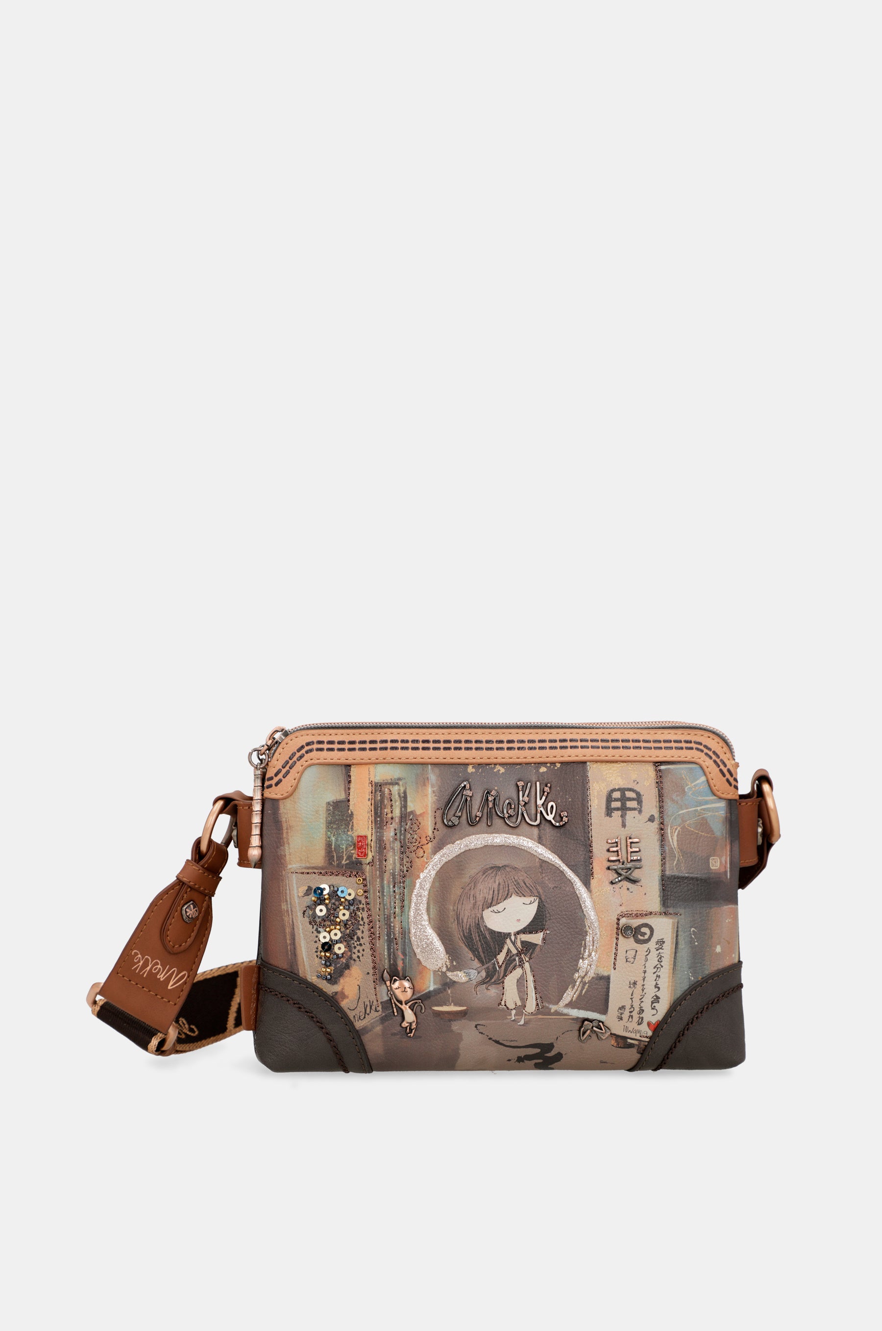 Borsa a tracolla media Shōen con 3 scomparti