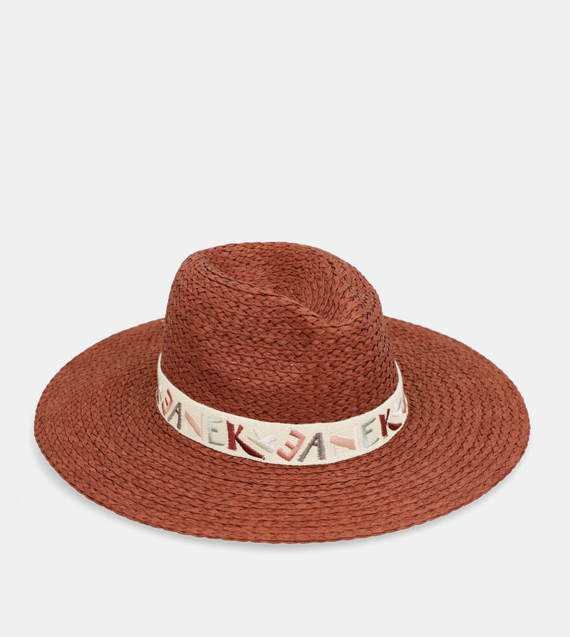 Cappello in rafia di terracotta