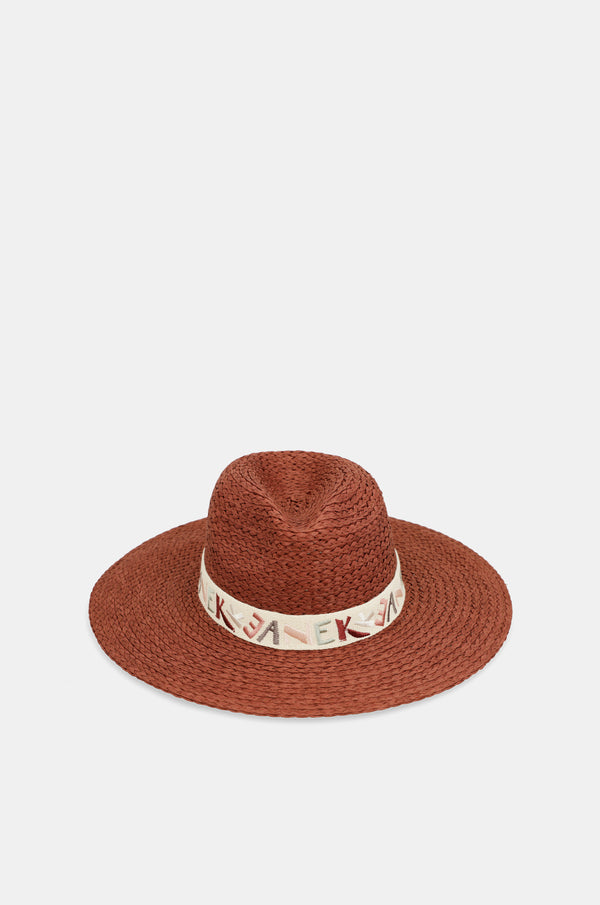 Cappello in rafia di terracotta
