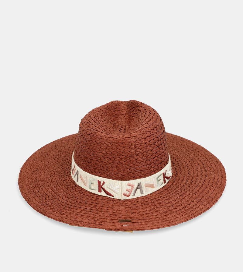 Cappello in rafia di terracotta