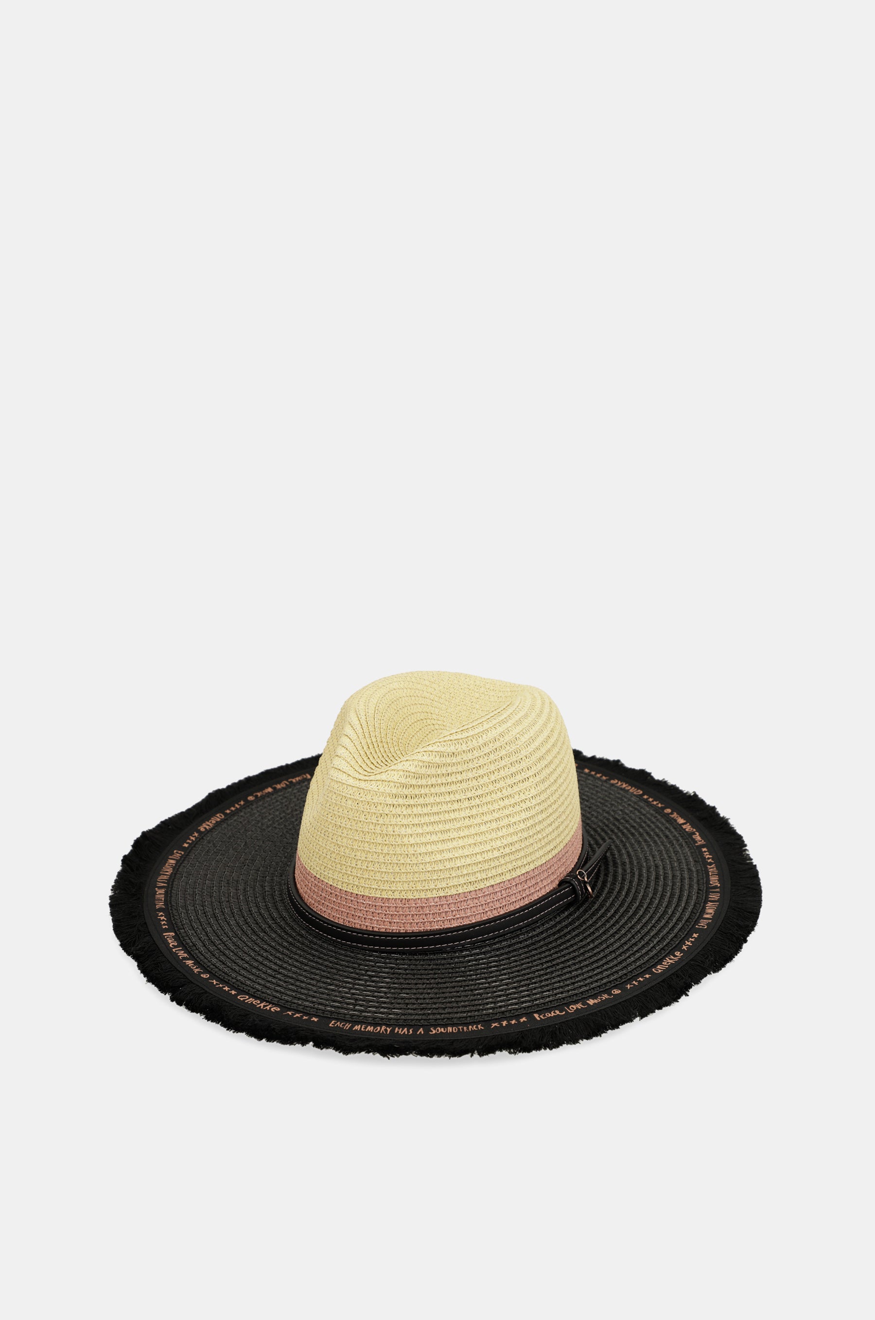 Cappello in rafia a contrasto
