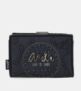 Portafoglio RFID piccolo blu navy Studio