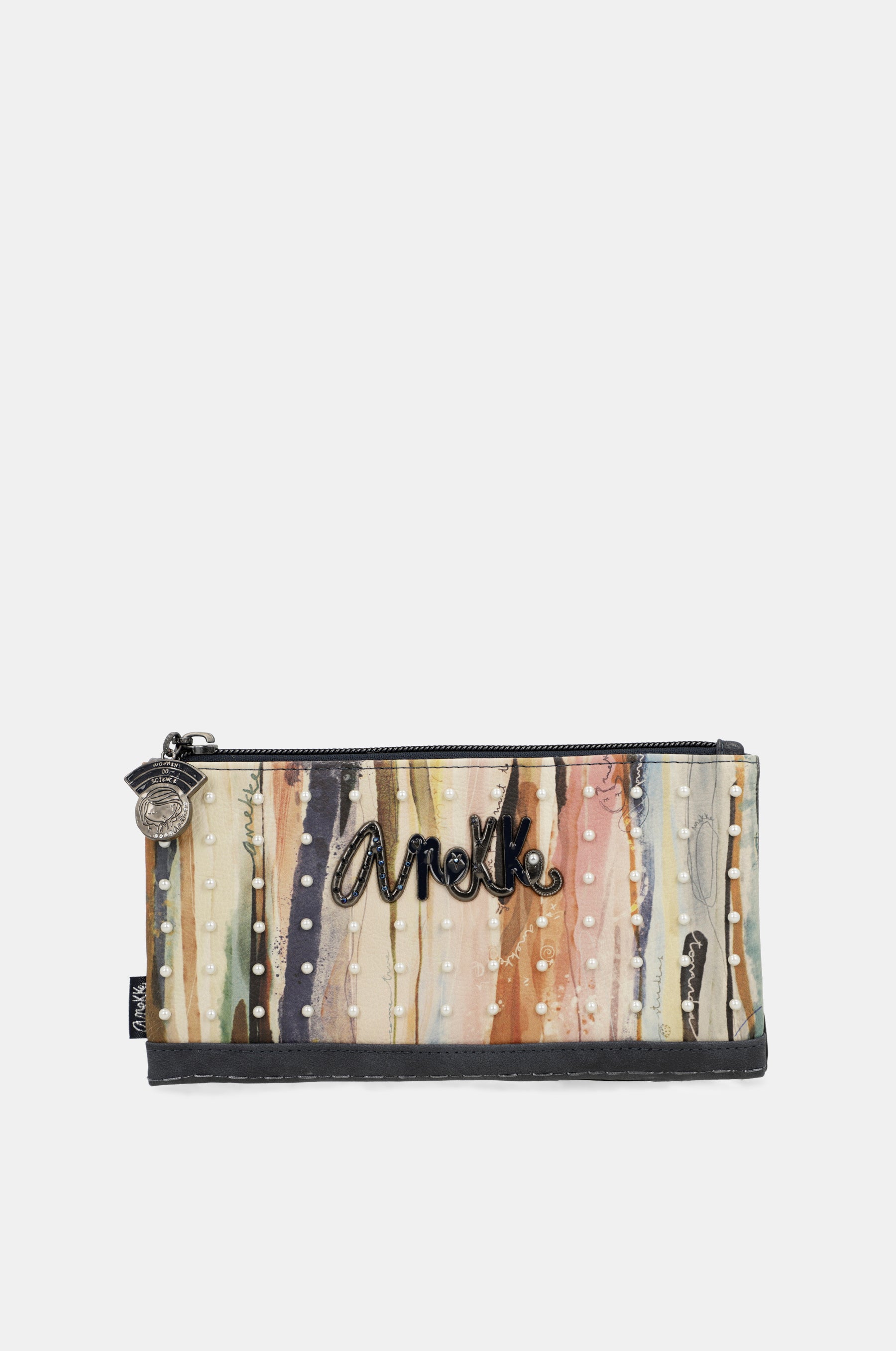 Portafoglio RFID flessibile grande blu navy Studio