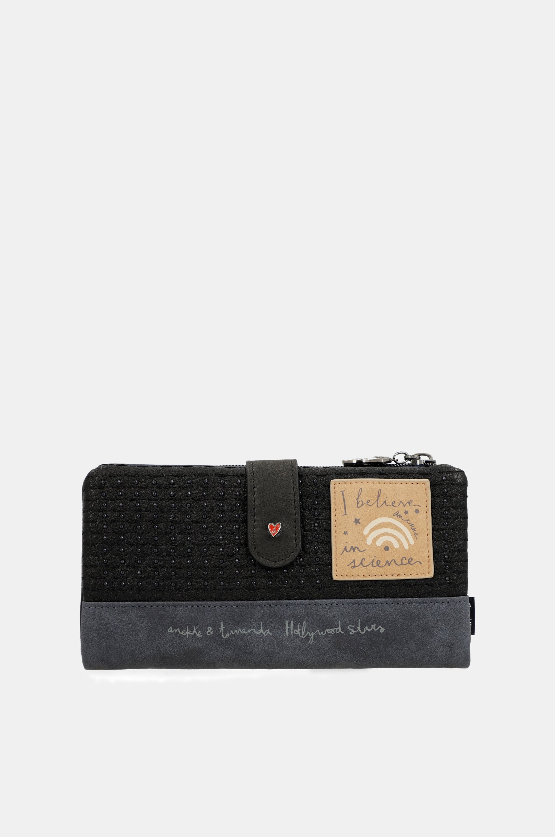 Portafoglio RFID flessibile grande blu navy Studio