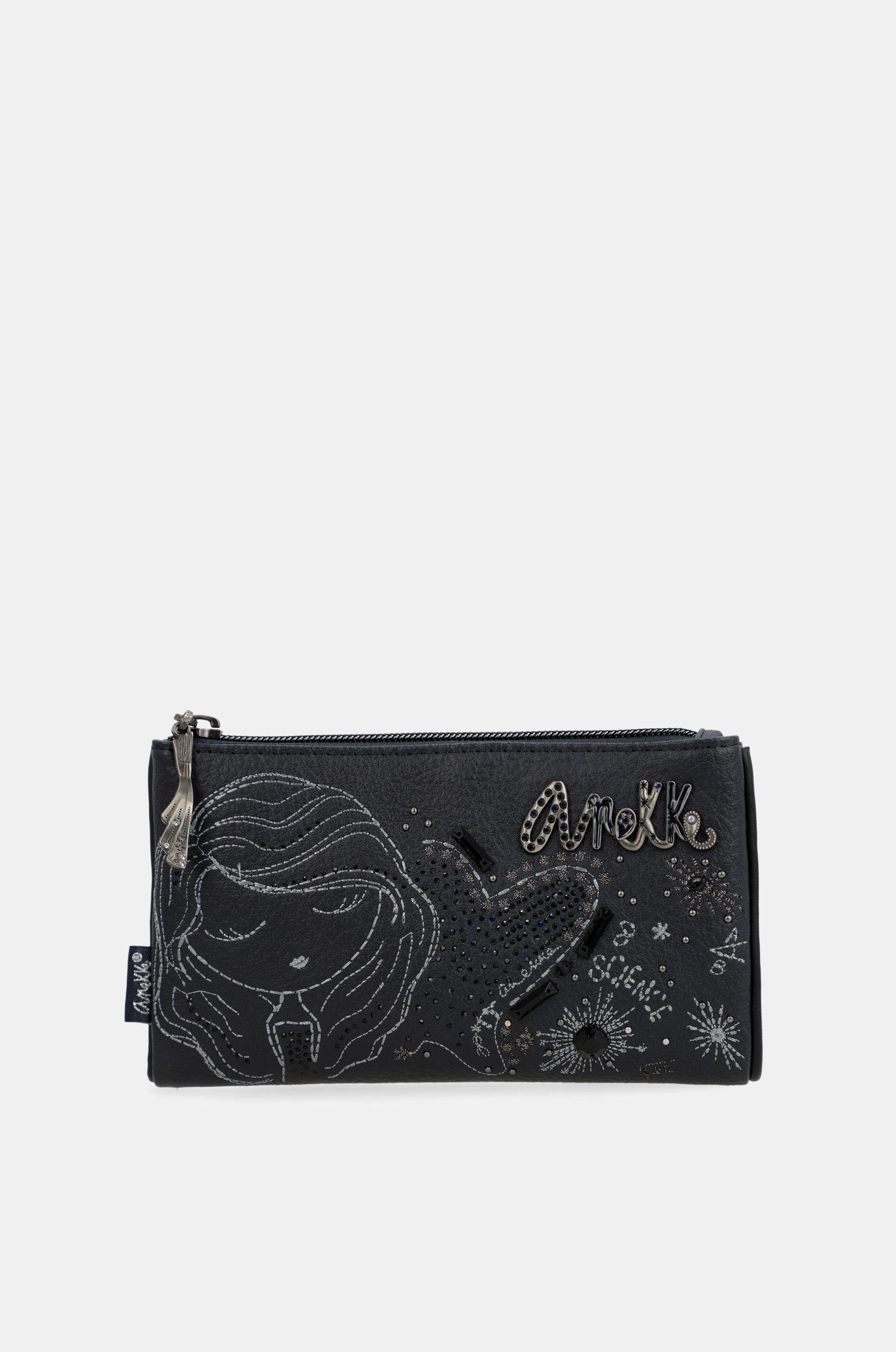 Portafoglio RFID flessibile blu navy Studio