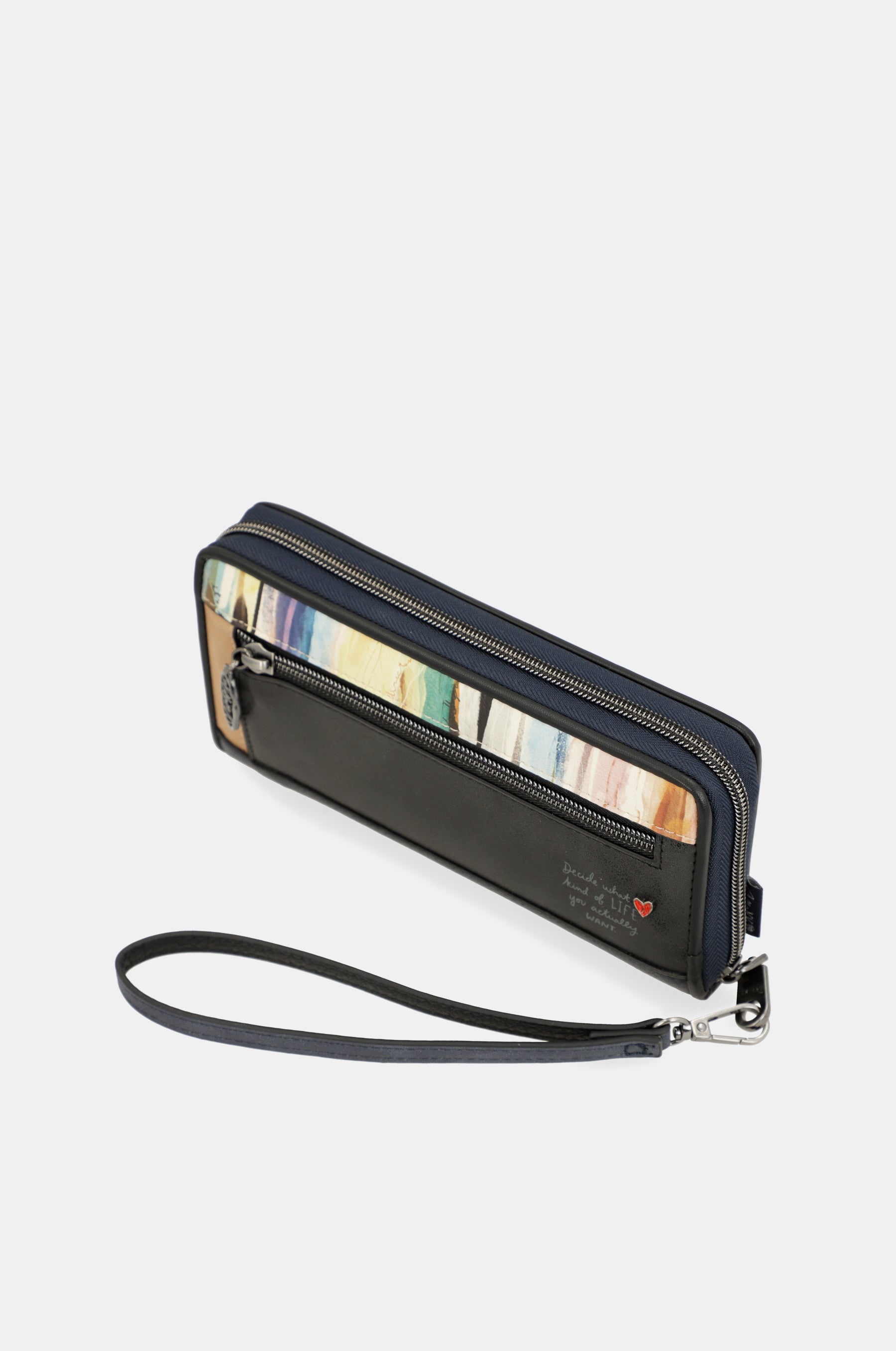 Portafoglio RFID grande blu navy Studio