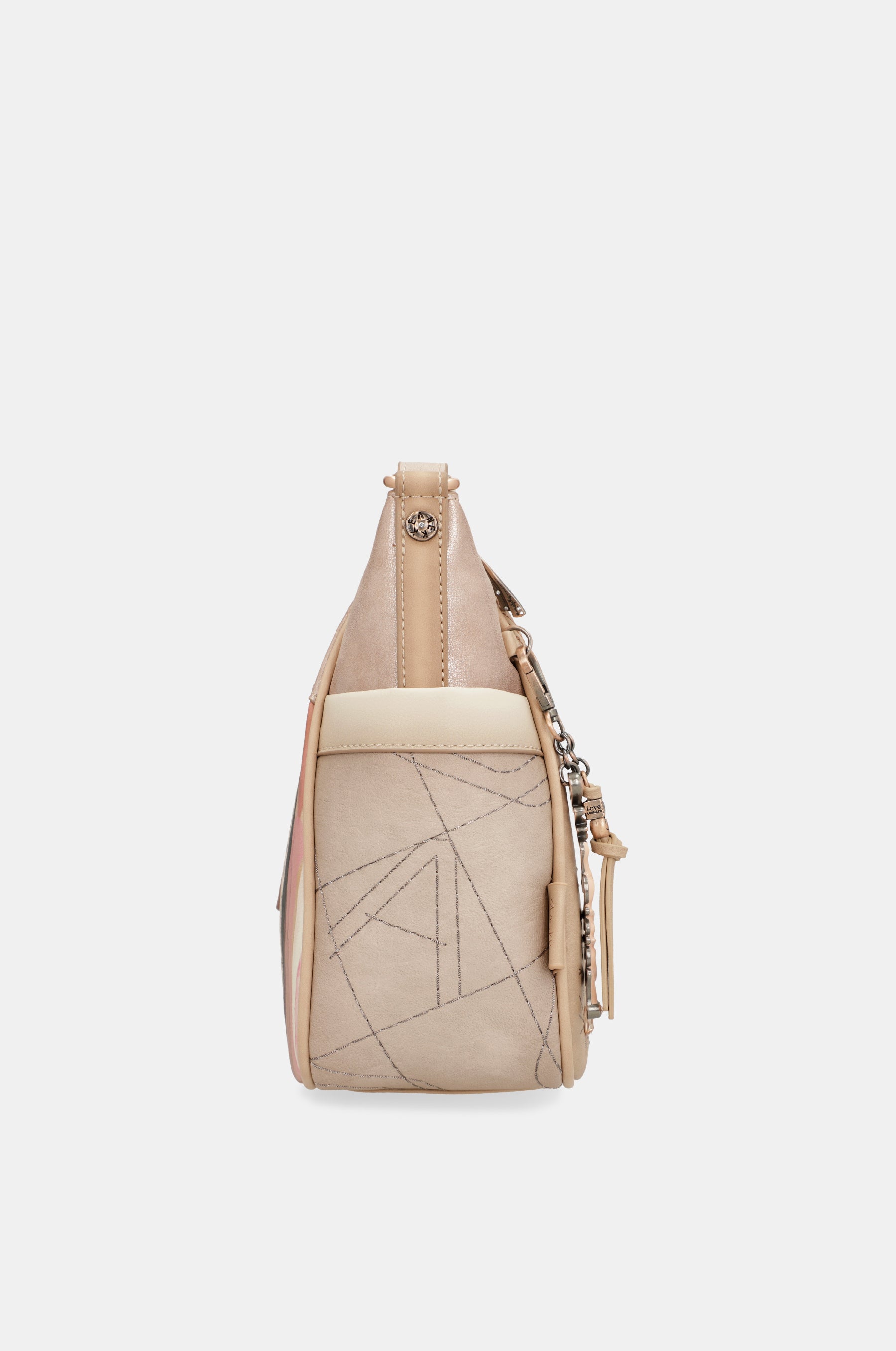 Borsa a tracolla grande color nudo da studio