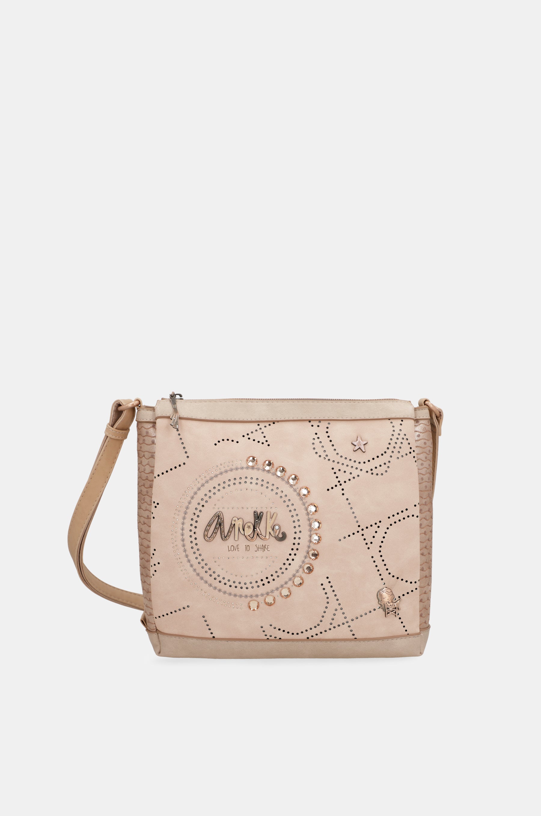 Borsa a tracolla quadrata color nudo Studio